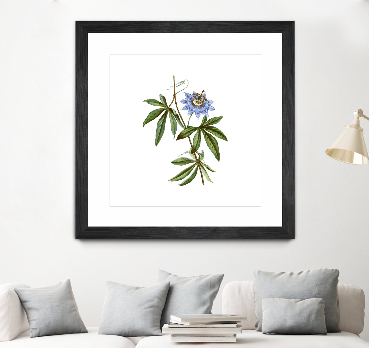 Vintage Blue Passionflower Botanical Illustration by Raul Andre Petrasanta on GIANT ART - blue mixed media