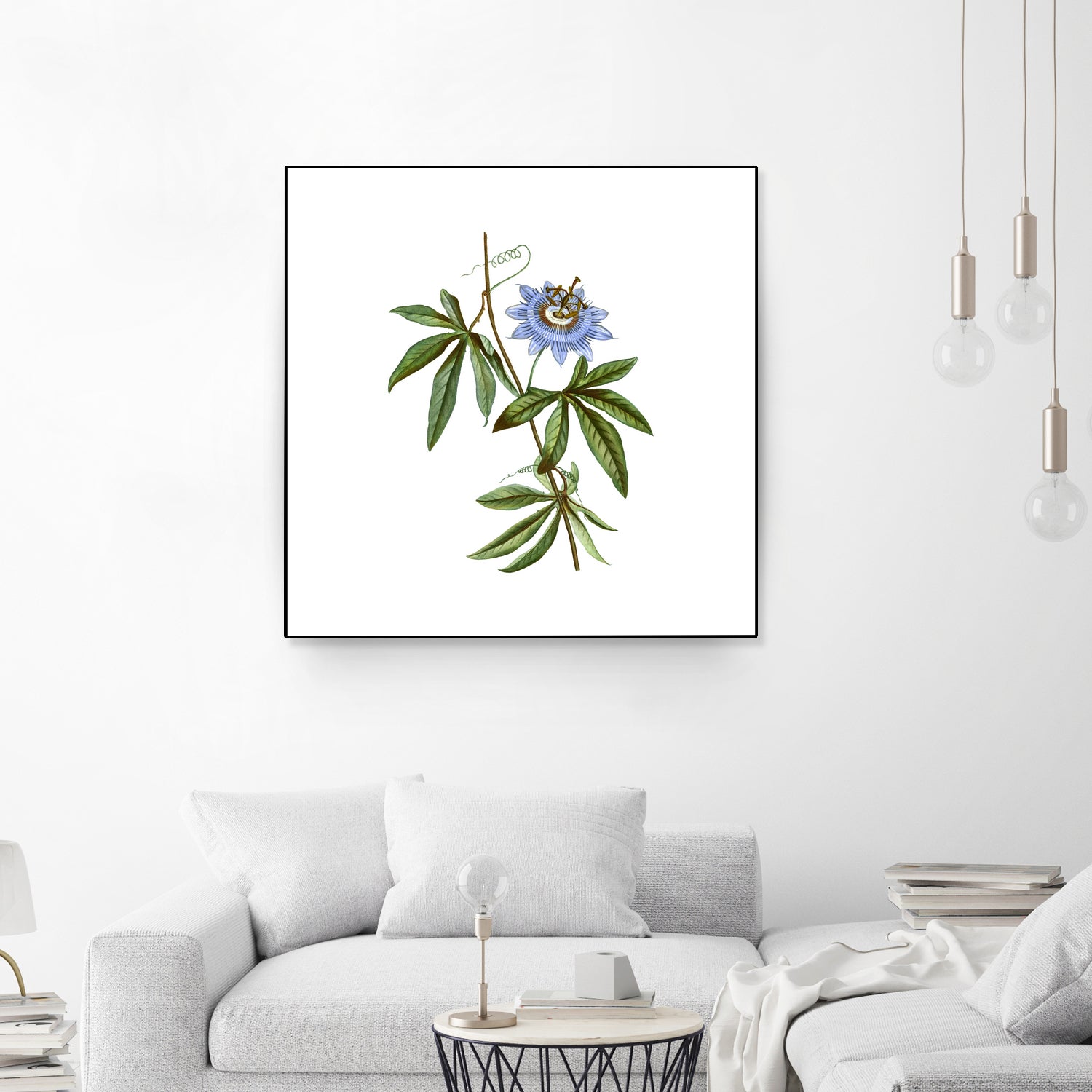 Vintage Blue Passionflower Botanical Illustration by Raul Andre Petrasanta on GIANT ART - blue mixed media