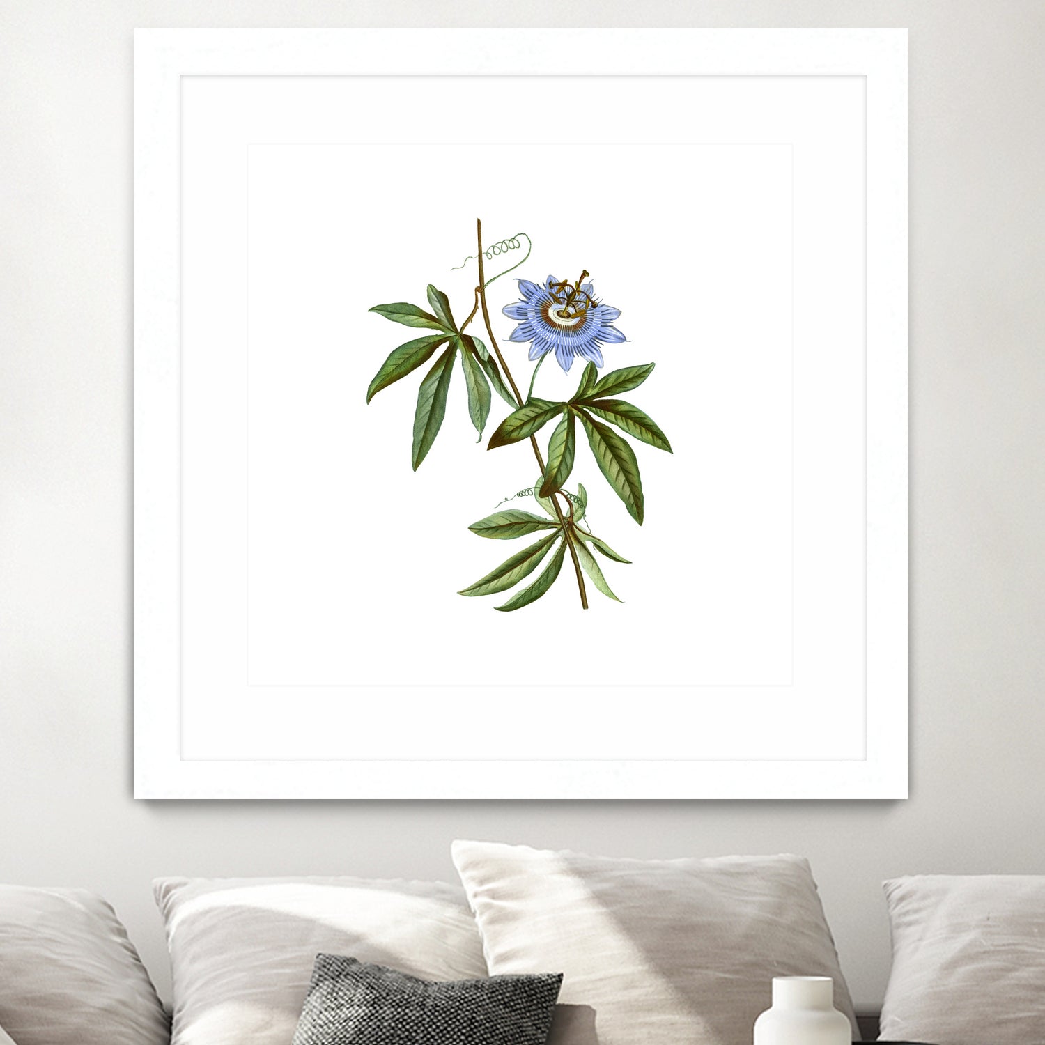 Vintage Blue Passionflower Botanical Illustration by Raul Andre Petrasanta on GIANT ART - blue mixed media