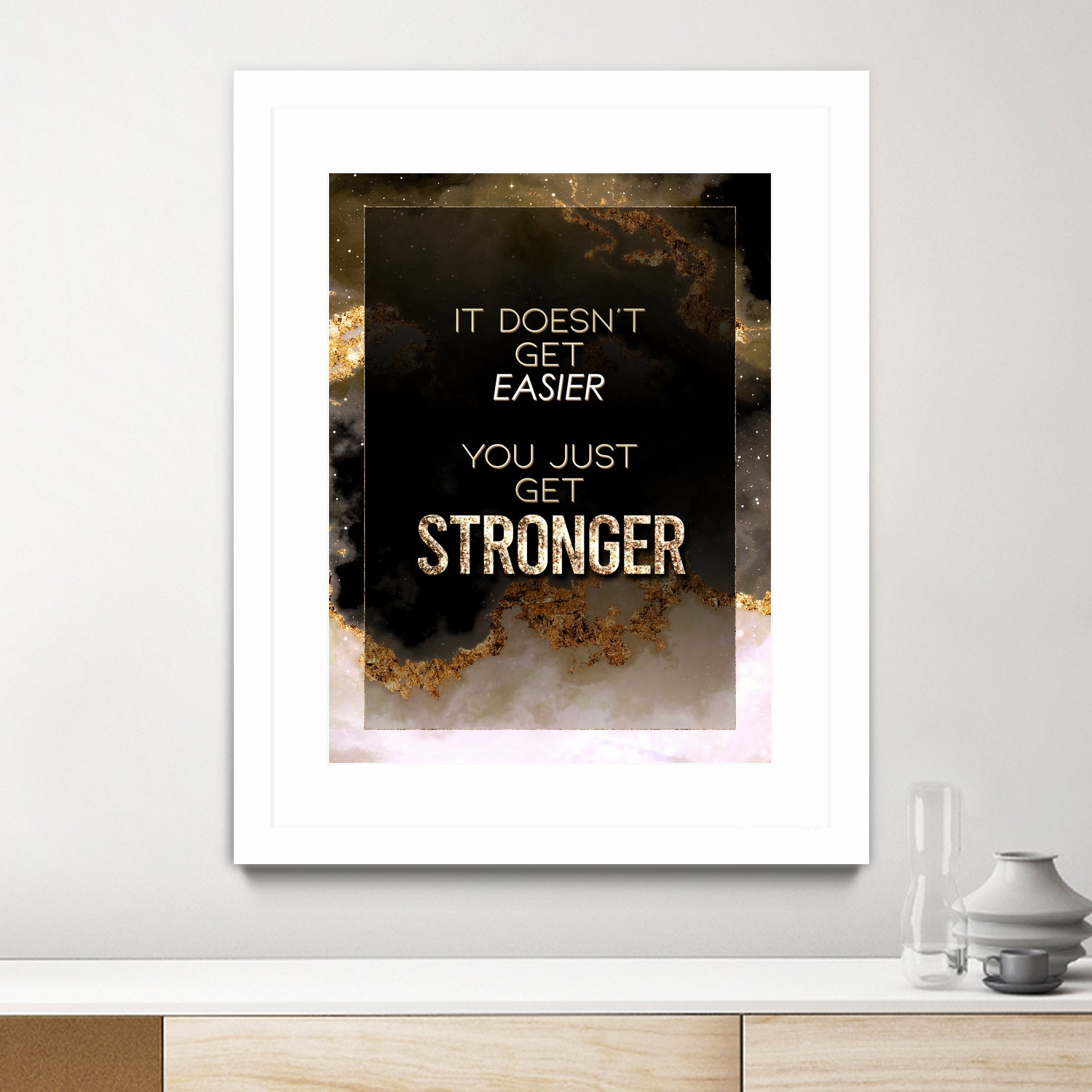 It Doesn't Get Easier You Just Get Stronger Gold Moti by Raul Andre Petrasanta on GIANT ART - yellow digital painting