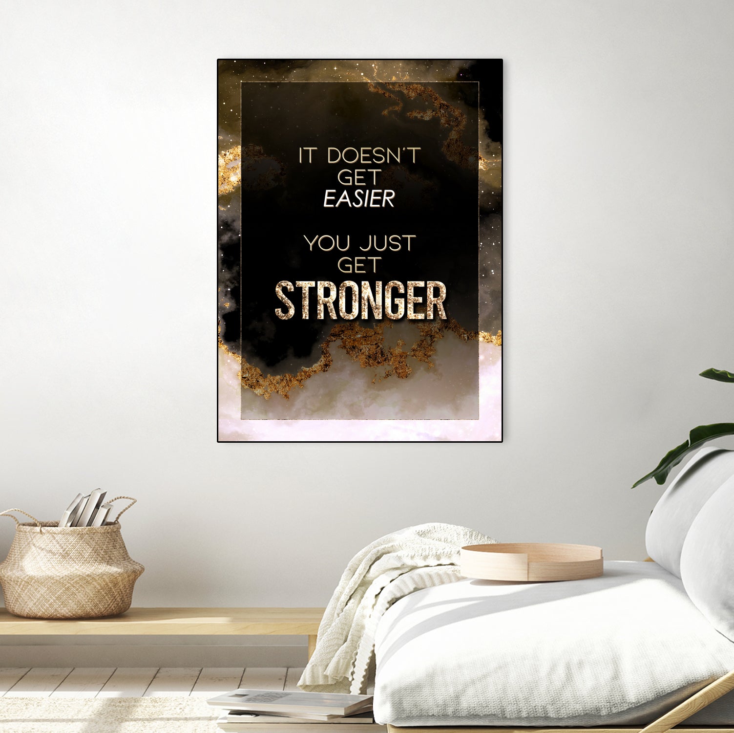 It Doesn't Get Easier You Just Get Stronger Gold Moti by Raul Andre Petrasanta on GIANT ART - yellow digital painting