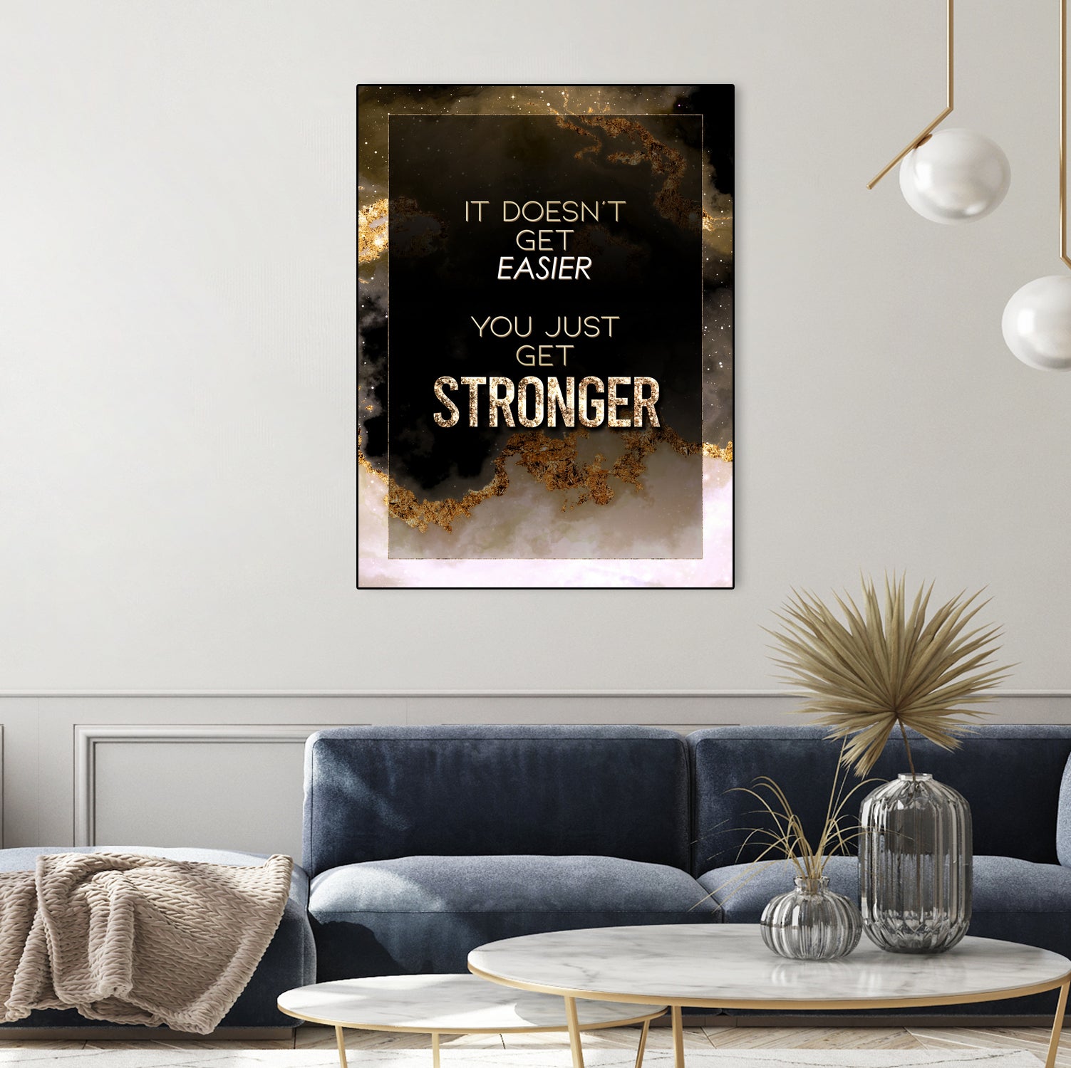 It Doesn't Get Easier You Just Get Stronger Gold Moti by Raul Andre Petrasanta on GIANT ART - yellow digital painting