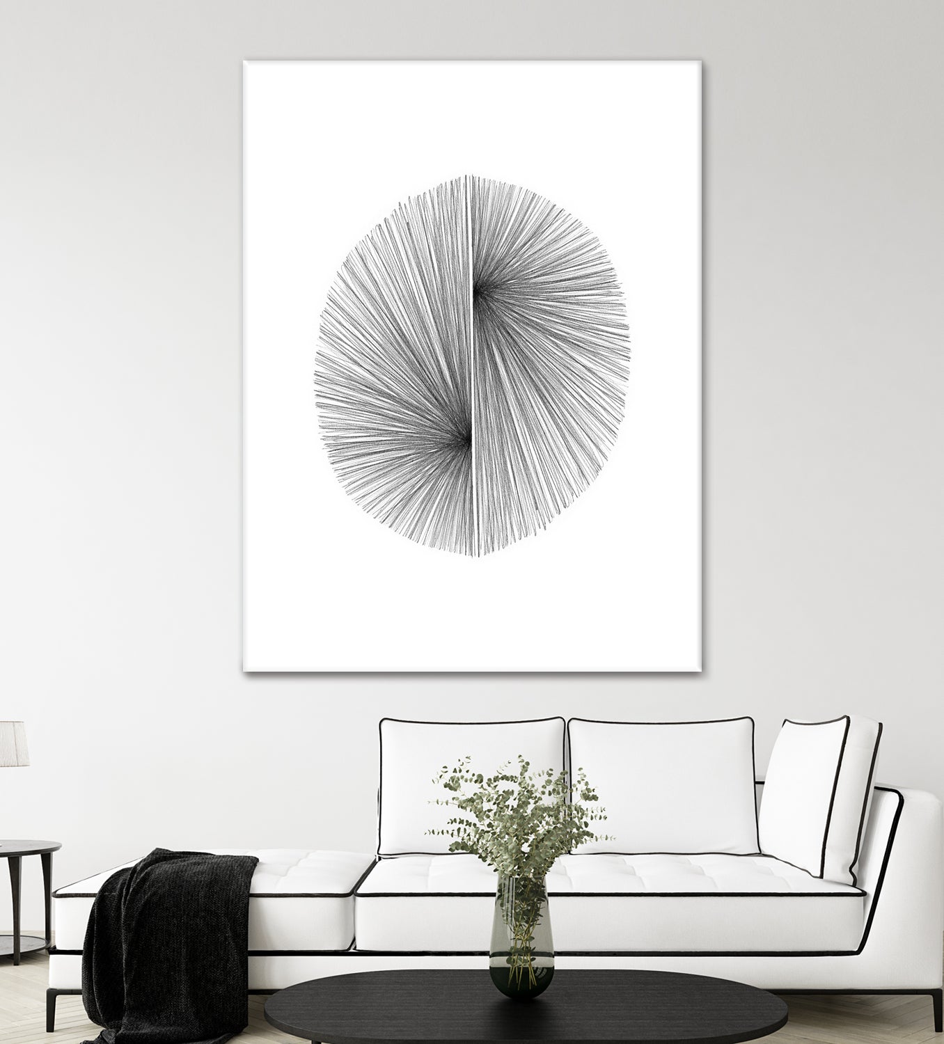 Mid Century Modern Geometric Abstract Circle Line Drawing by Janine Aykens on GIANT ART - gray mixed media