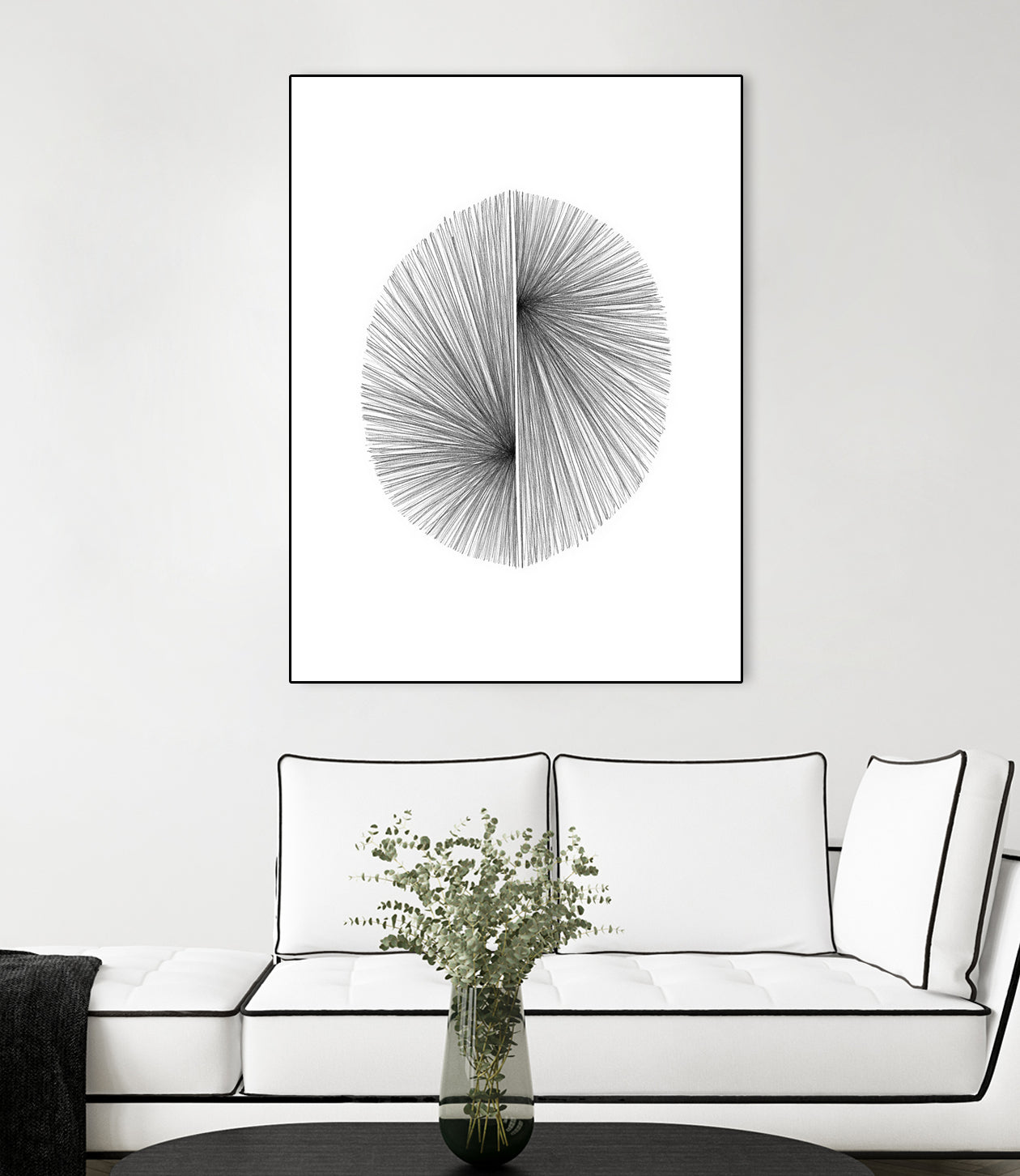 Mid Century Modern Geometric Abstract Circle Line Drawing by Janine Aykens on GIANT ART - gray mixed media