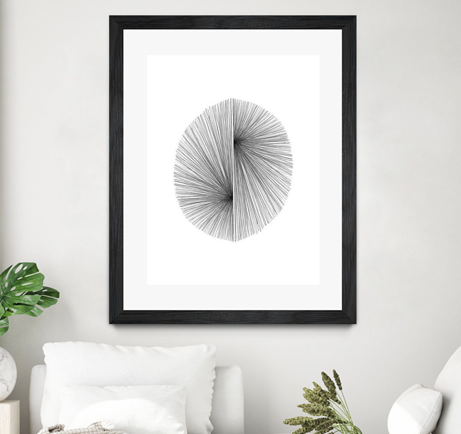 Mid Century Modern Geometric Abstract Circle Line Drawing by Janine Aykens on GIANT ART - gray mixed media