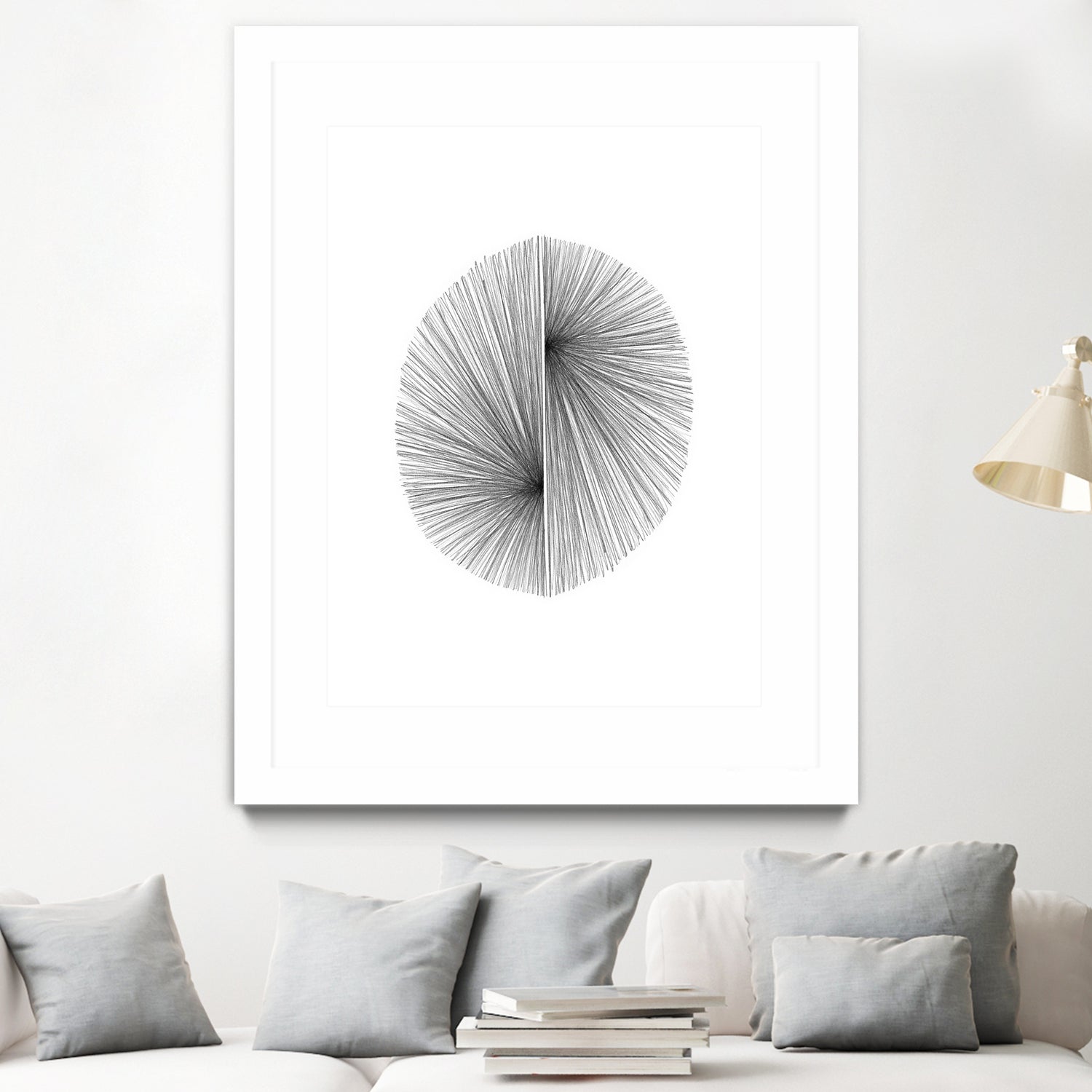 Mid Century Modern Geometric Abstract Circle Line Drawing by Janine Aykens on GIANT ART - gray mixed media