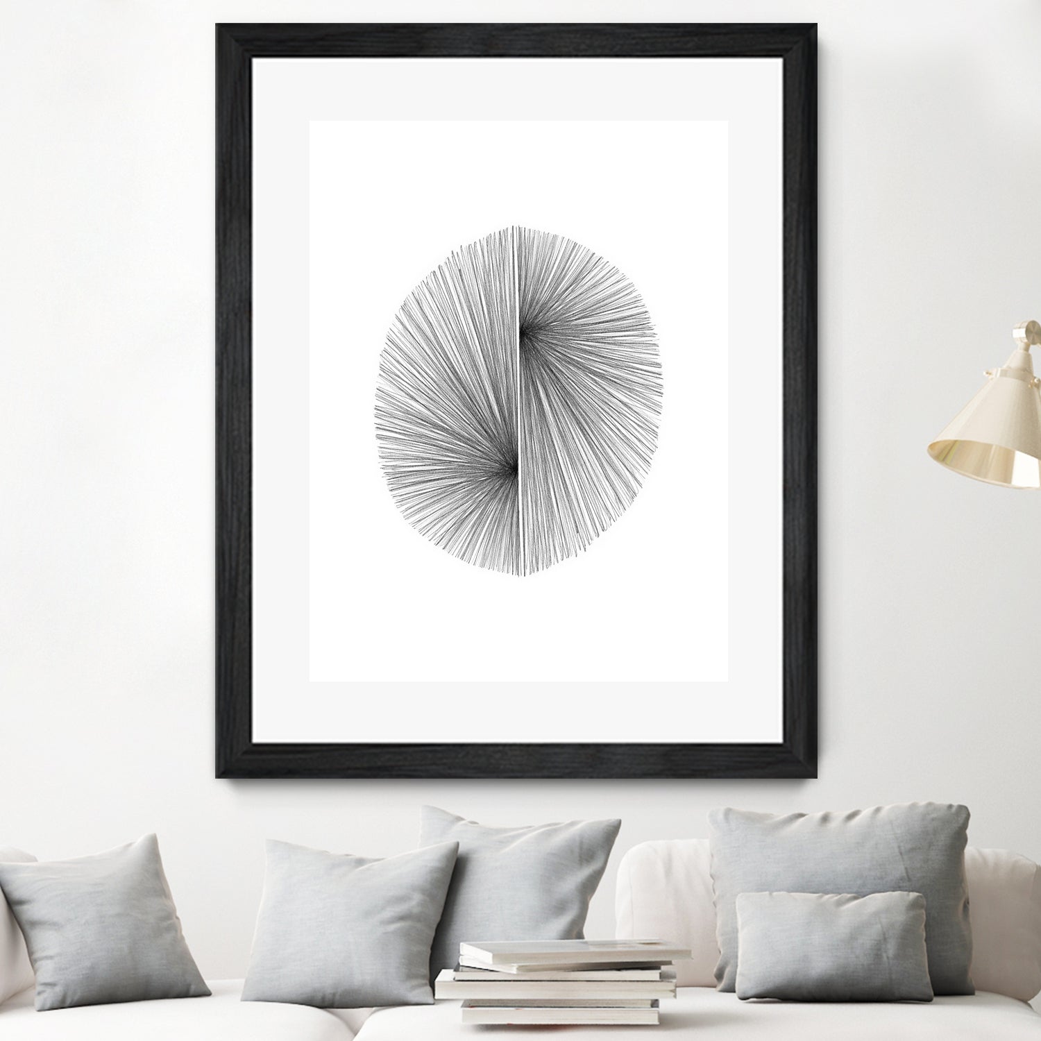 Mid Century Modern Geometric Abstract Circle Line Drawing by Janine Aykens on GIANT ART - gray mixed media