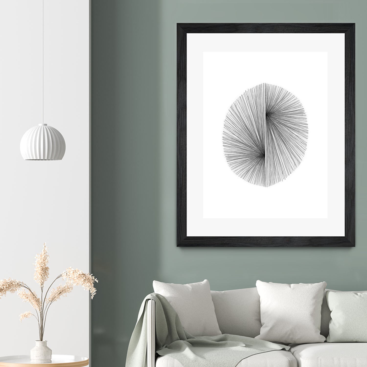 Mid Century Modern Geometric Abstract Circle Line Drawing by Janine Aykens on GIANT ART - gray mixed media