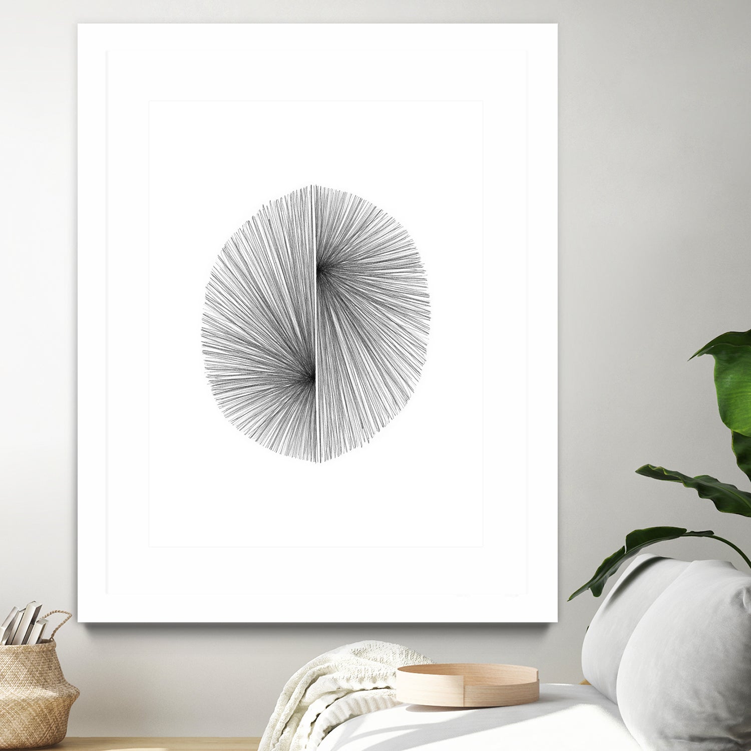 Mid Century Modern Geometric Abstract Circle Line Drawing by Janine Aykens on GIANT ART - gray mixed media