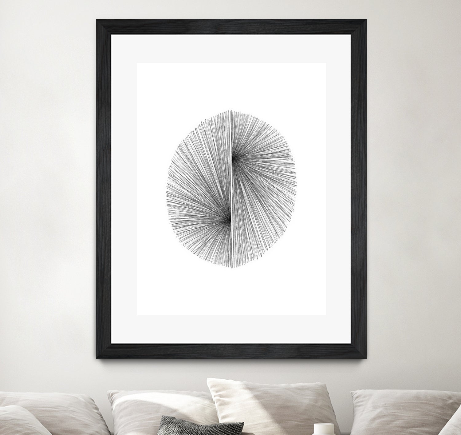 Mid Century Modern Geometric Abstract Circle Line Drawing by Janine Aykens on GIANT ART - gray mixed media