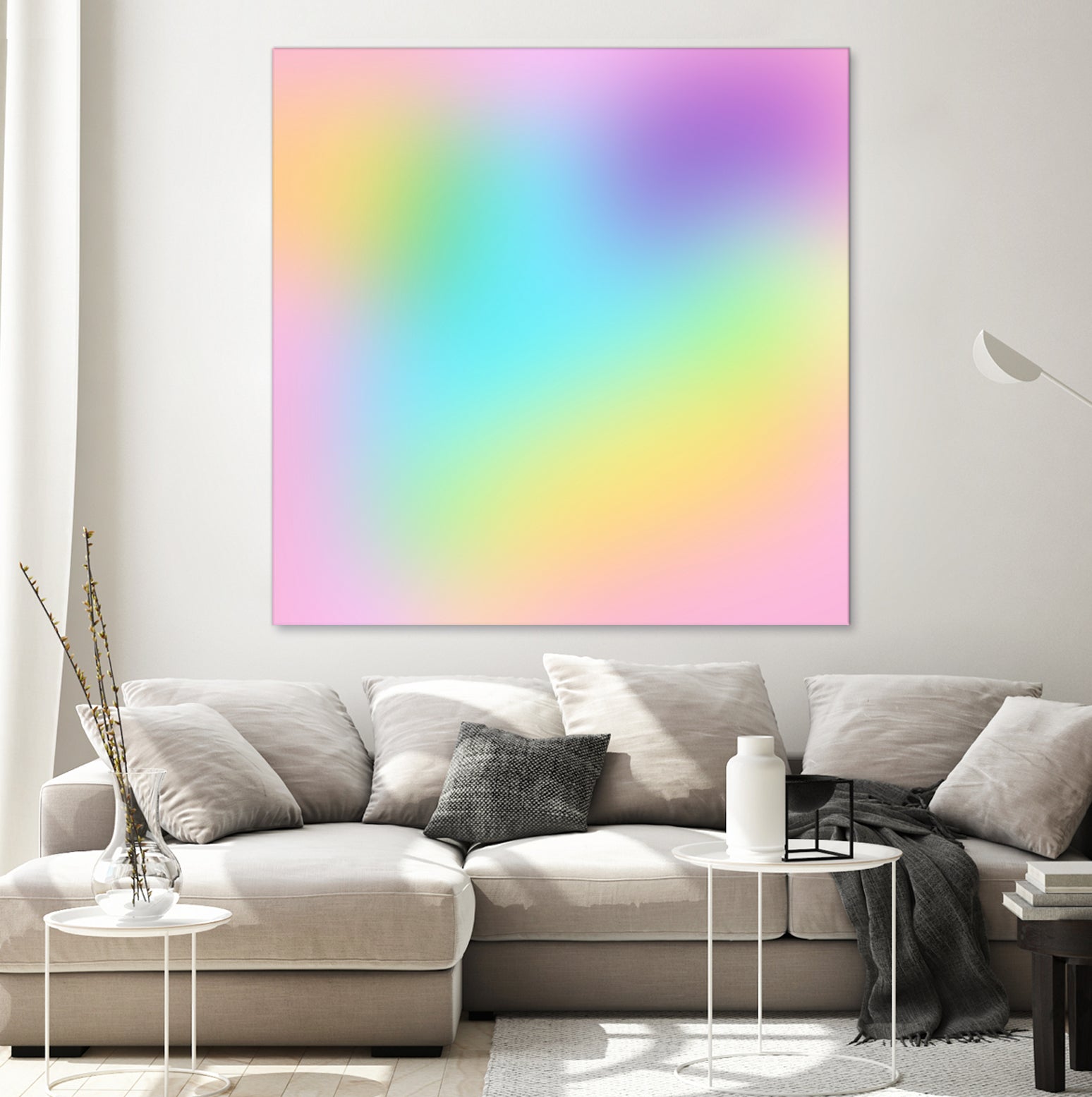 Soft Pastel Rainbow Gradient by Kelsey Lovelle on GIANT ART - blue digital painting