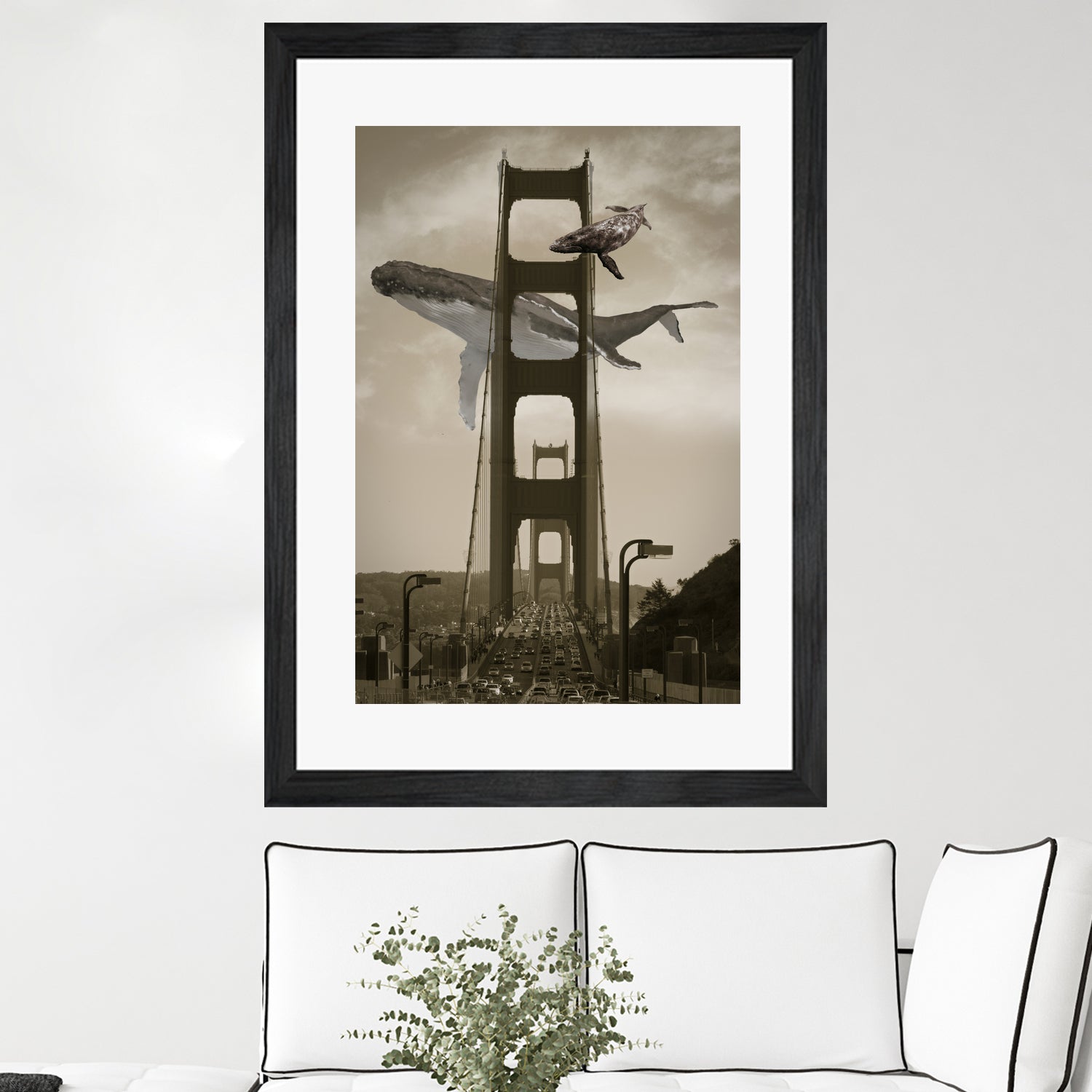 Whale Watching at the Golden Gate Bridge by David Loblaw on GIANT ART - gray photo illustration