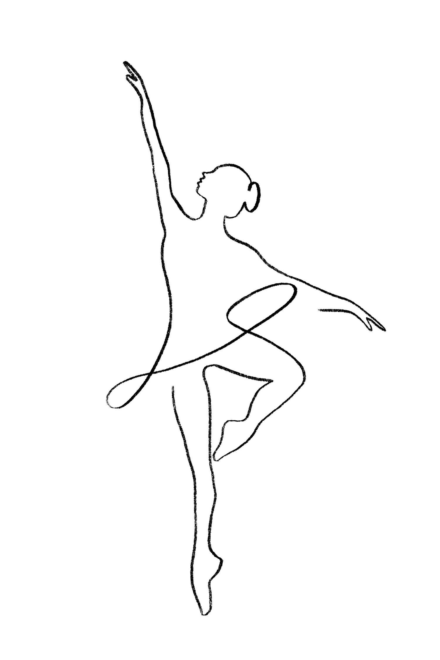 Ballerina Line Art by Jessica Carvalho on GIANT ART - black digital drawing