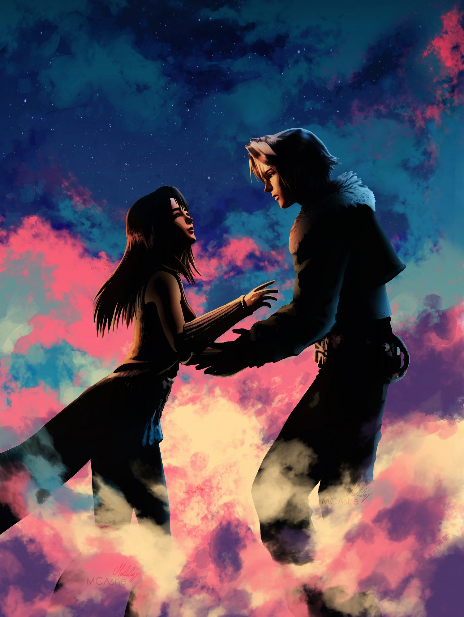 Squall and Rinoa couple FFVIII by MCAshe 24 on GIANT ART - blue digital painting