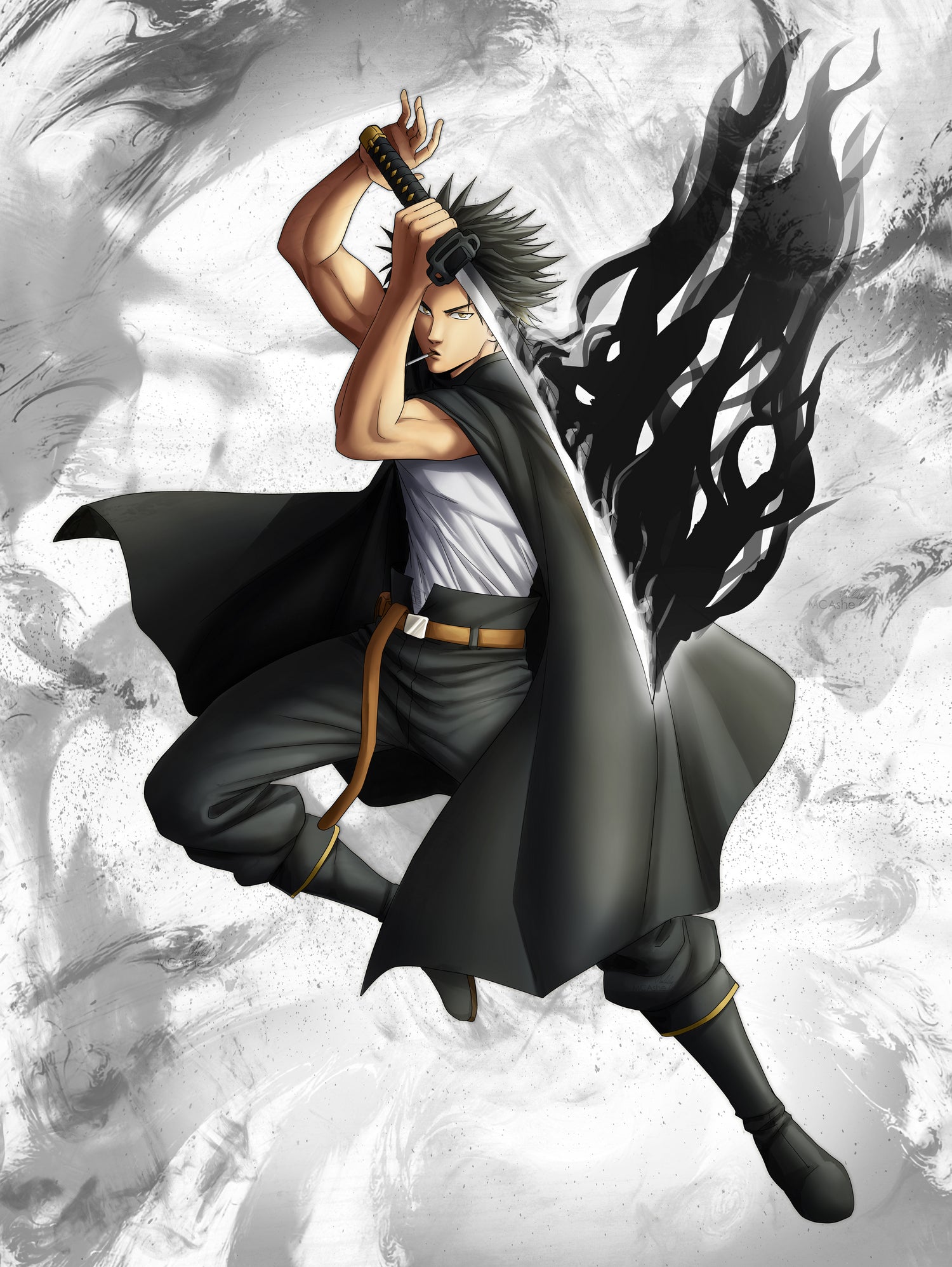 Yami dark mage captain by MCAshe 24 on GIANT ART - gray digital painting