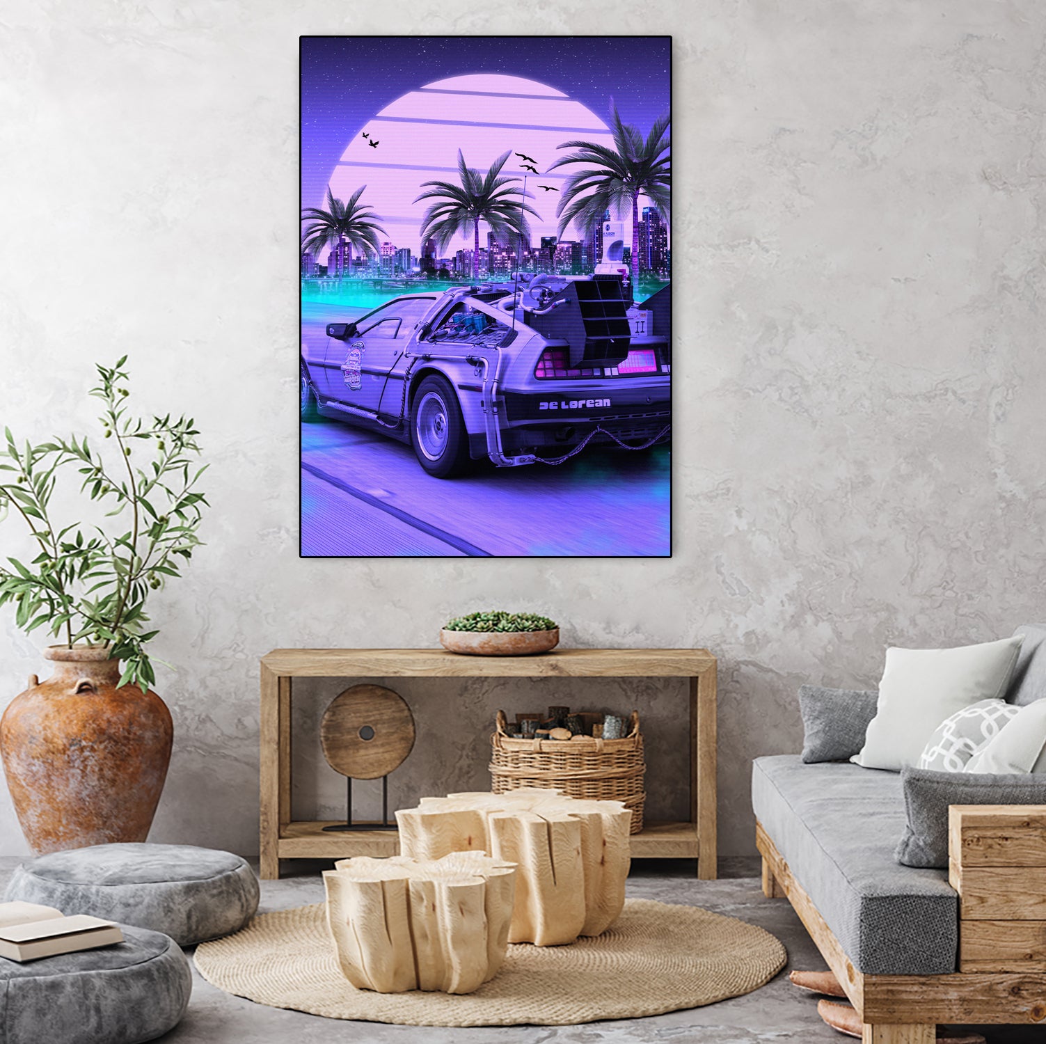 80s Delorean Cars by Muhammad Daffa Umar on GIANT ART - fuchsia photo manipulation