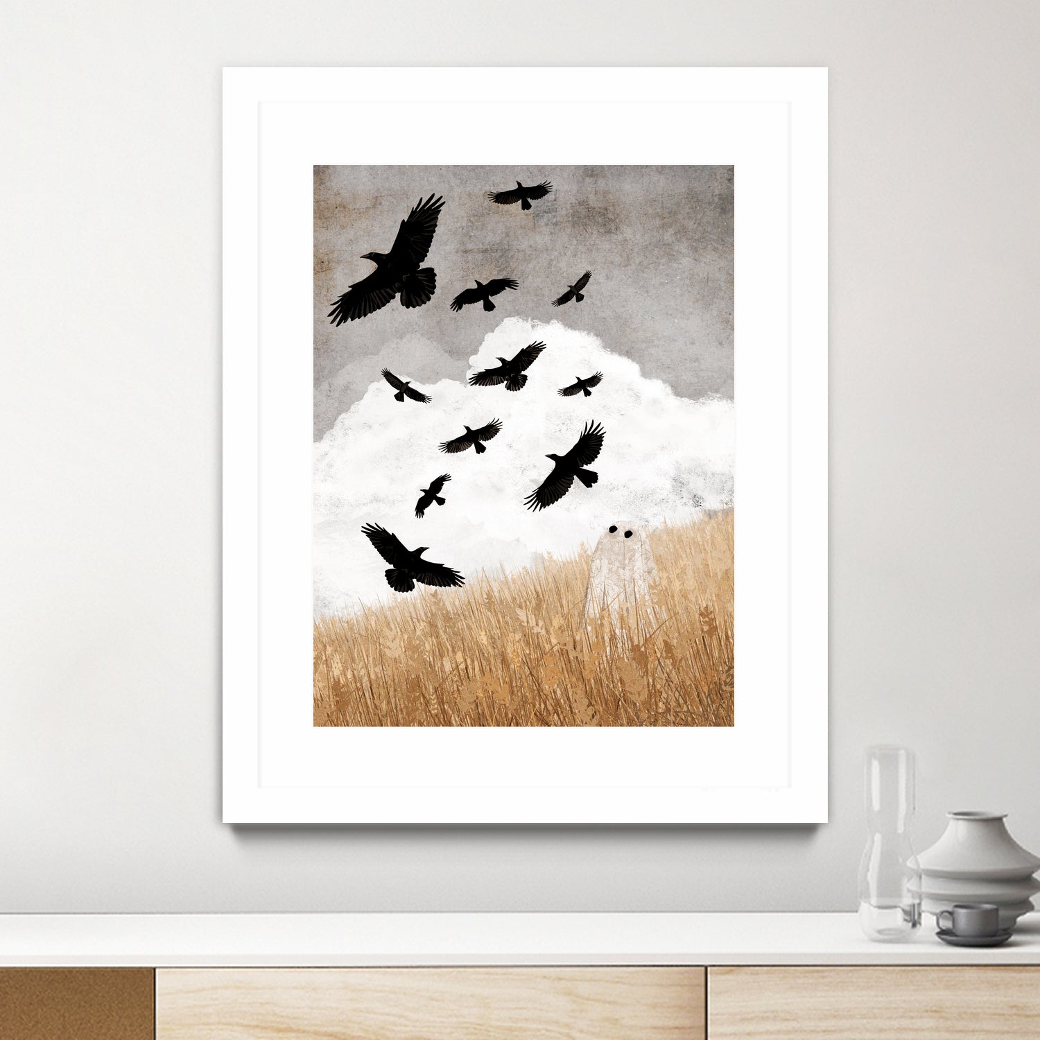 Walter and The Crows by Katherine Blower on GIANT ART - gray digital painting