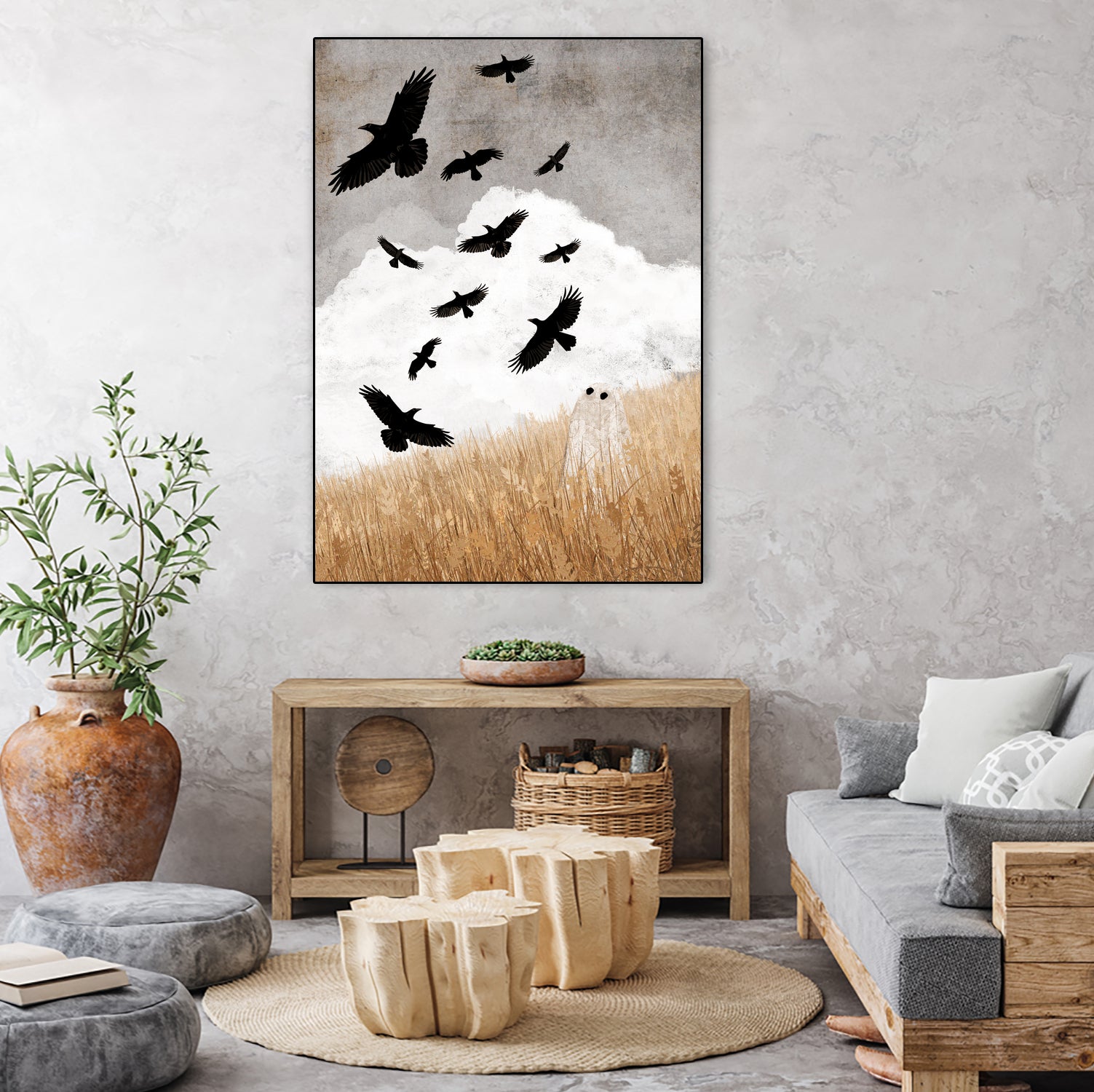 Walter and The Crows by Katherine Blower on GIANT ART - gray digital painting