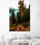 Pine tree with lake scenic at Emerald Bay Lake Tahoe by sutee monchitnukul on GIANT ART - orange photo manipulation