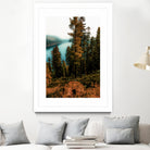 Pine tree with lake scenic at Emerald Bay Lake Tahoe by sutee monchitnukul on GIANT ART - orange photo manipulation