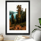 Pine tree with lake scenic at Emerald Bay Lake Tahoe by sutee monchitnukul on GIANT ART - orange photo manipulation