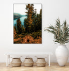 Pine tree with lake scenic at Emerald Bay Lake Tahoe by sutee monchitnukul on GIANT ART - orange photo manipulation