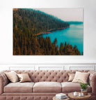 Pine tree and lake view at Emerald Bay Lake Tahoe California by sutee monchitnukul on GIANT ART - blue photo manipulation