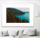 Pine tree and lake view at Emerald Bay Lake Tahoe California by sutee monchitnukul on GIANT ART - blue photo manipulation