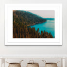 Pine tree and lake view at Emerald Bay Lake Tahoe California by sutee monchitnukul on GIANT ART - blue photo manipulation