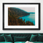 Pine tree and lake view at Emerald Bay Lake Tahoe California by sutee monchitnukul on GIANT ART - blue photo manipulation