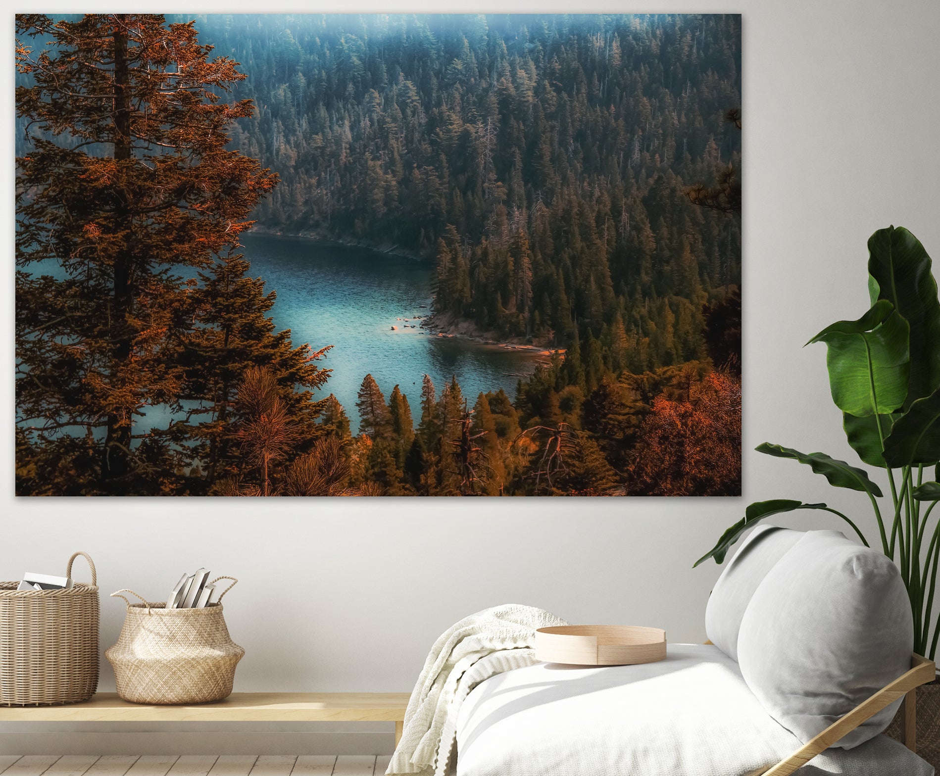 pine tree at Emerald Bay Lake Tahoe California USA by sutee monchitnukul on GIANT ART - red photo manipulation