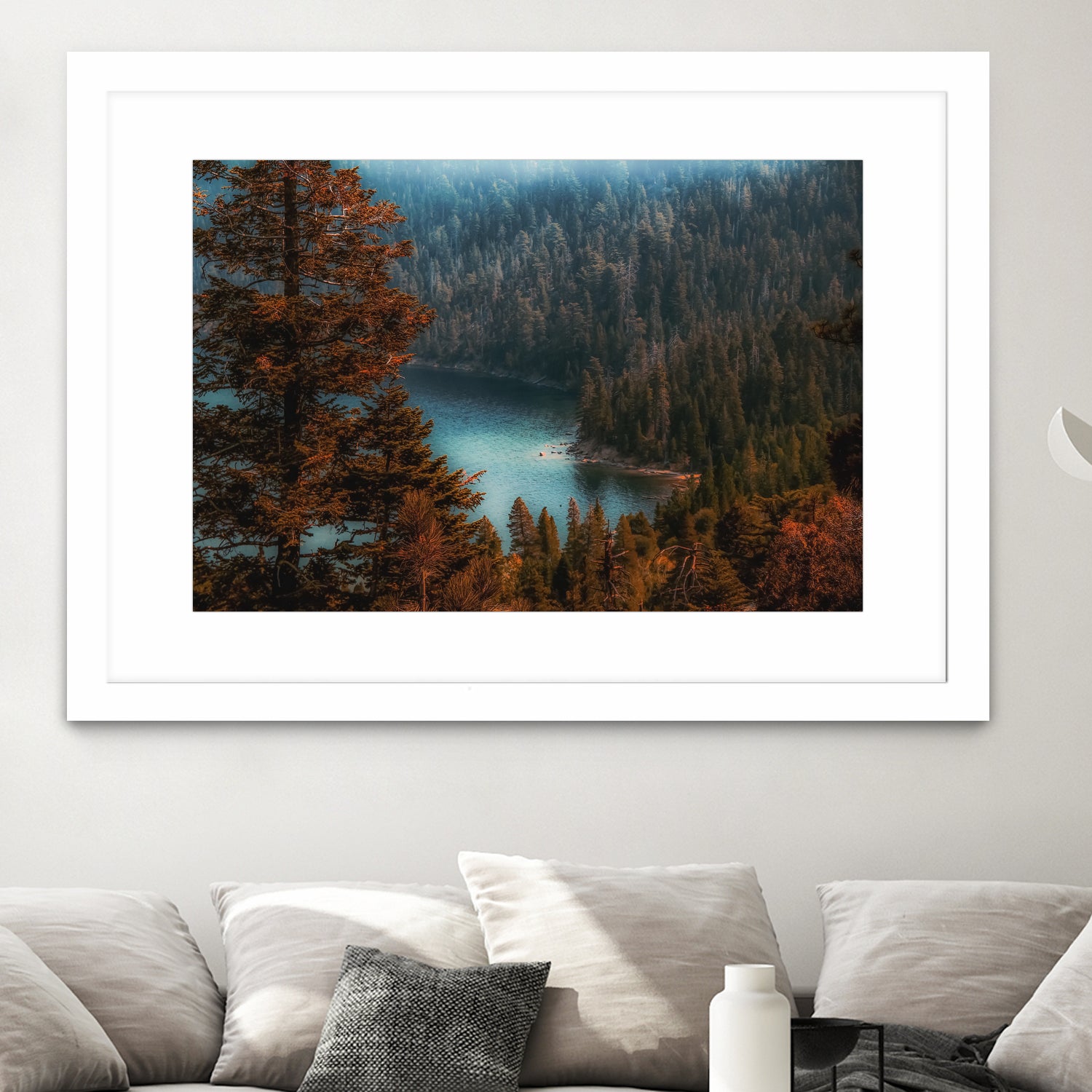 pine tree at Emerald Bay Lake Tahoe California USA by sutee monchitnukul on GIANT ART - red photo manipulation