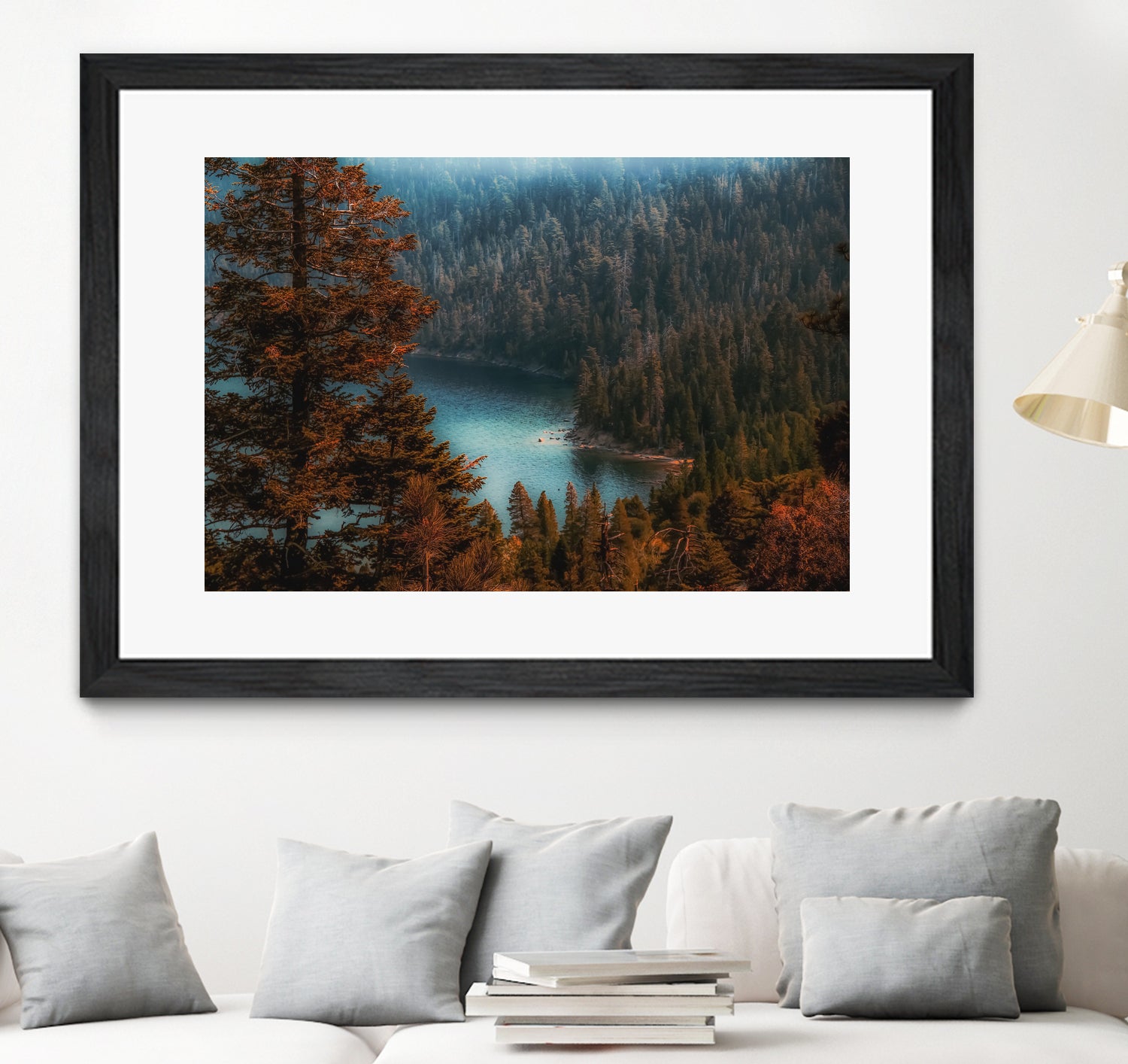 pine tree at Emerald Bay Lake Tahoe California USA by sutee monchitnukul on GIANT ART - red photo manipulation