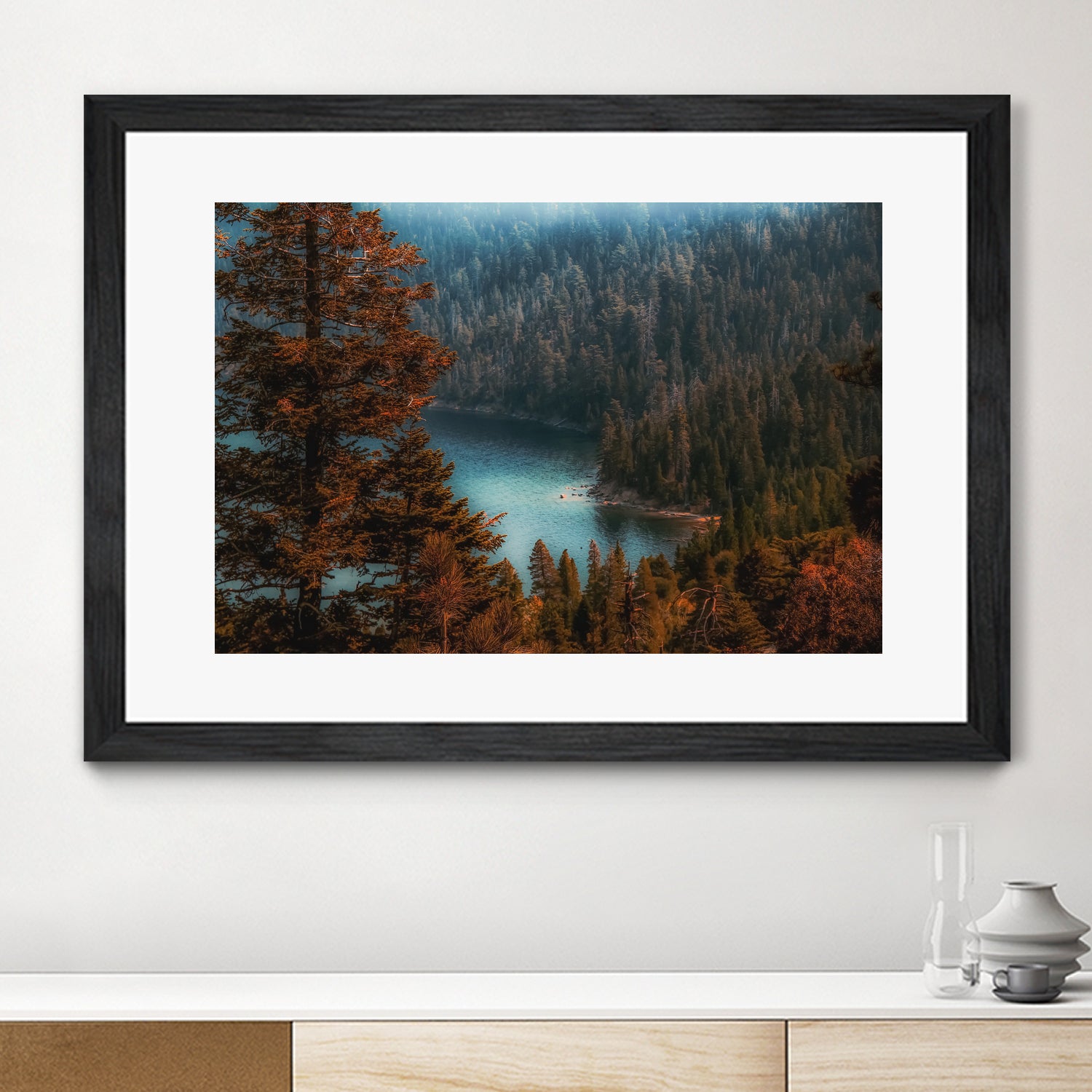 pine tree at Emerald Bay Lake Tahoe California USA by sutee monchitnukul on GIANT ART - red photo manipulation