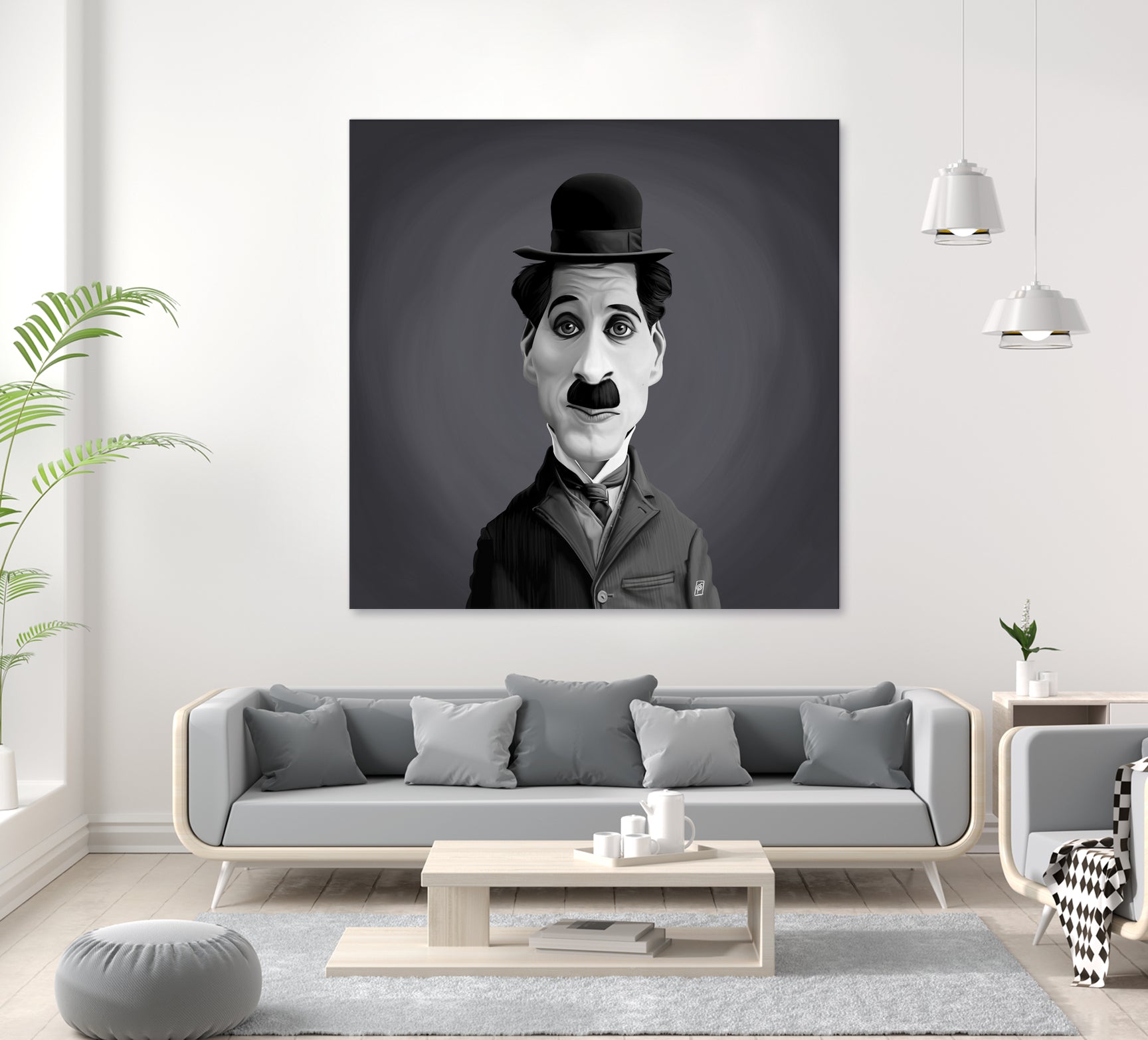 Charlie Chaplin by Rob Snow on GIANT ART - gray digital painting