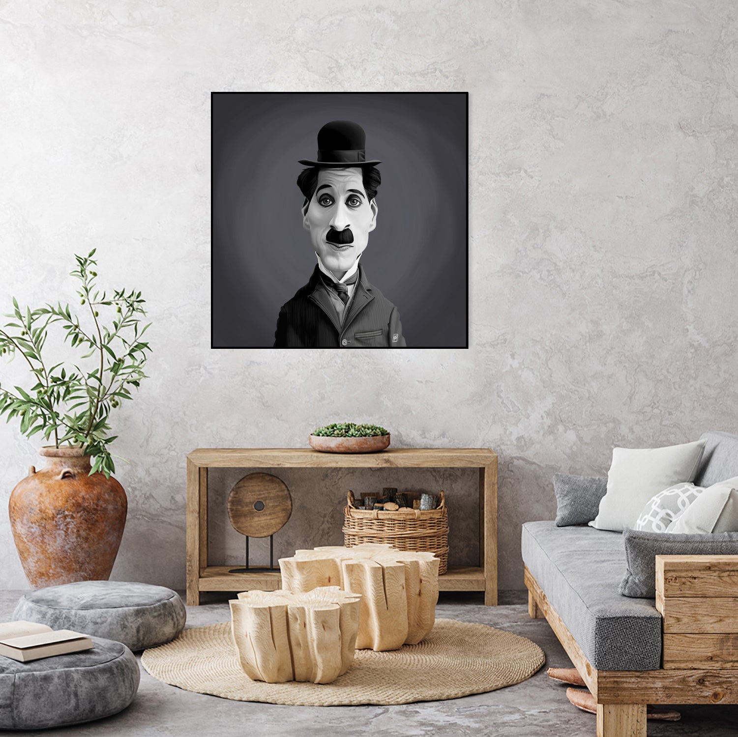 Charlie Chaplin by Rob Snow on GIANT ART - gray digital painting