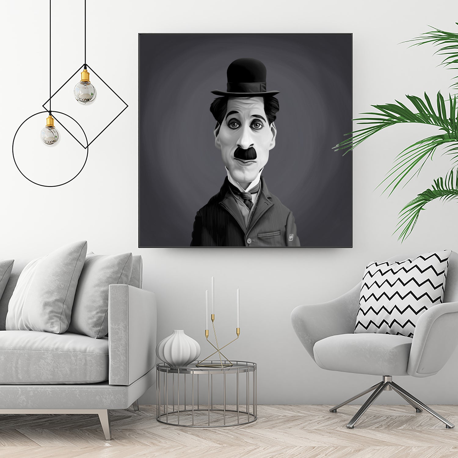 Charlie Chaplin by Rob Snow on GIANT ART - gray digital painting