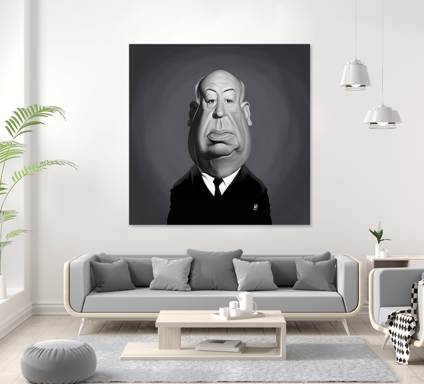 Alfred Hitchcock by Rob Snow on GIANT ART - gray digital painting