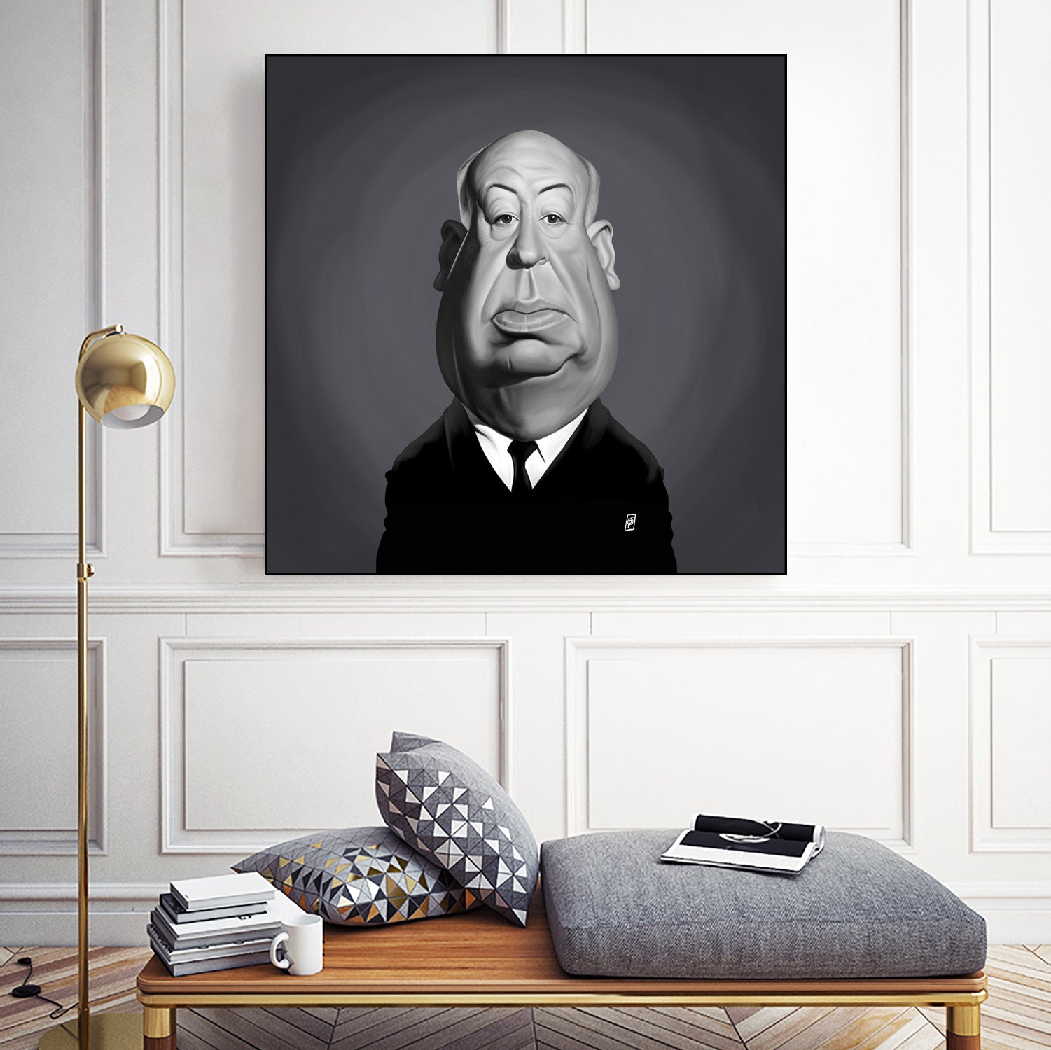 Alfred Hitchcock by Rob Snow on GIANT ART - gray digital painting