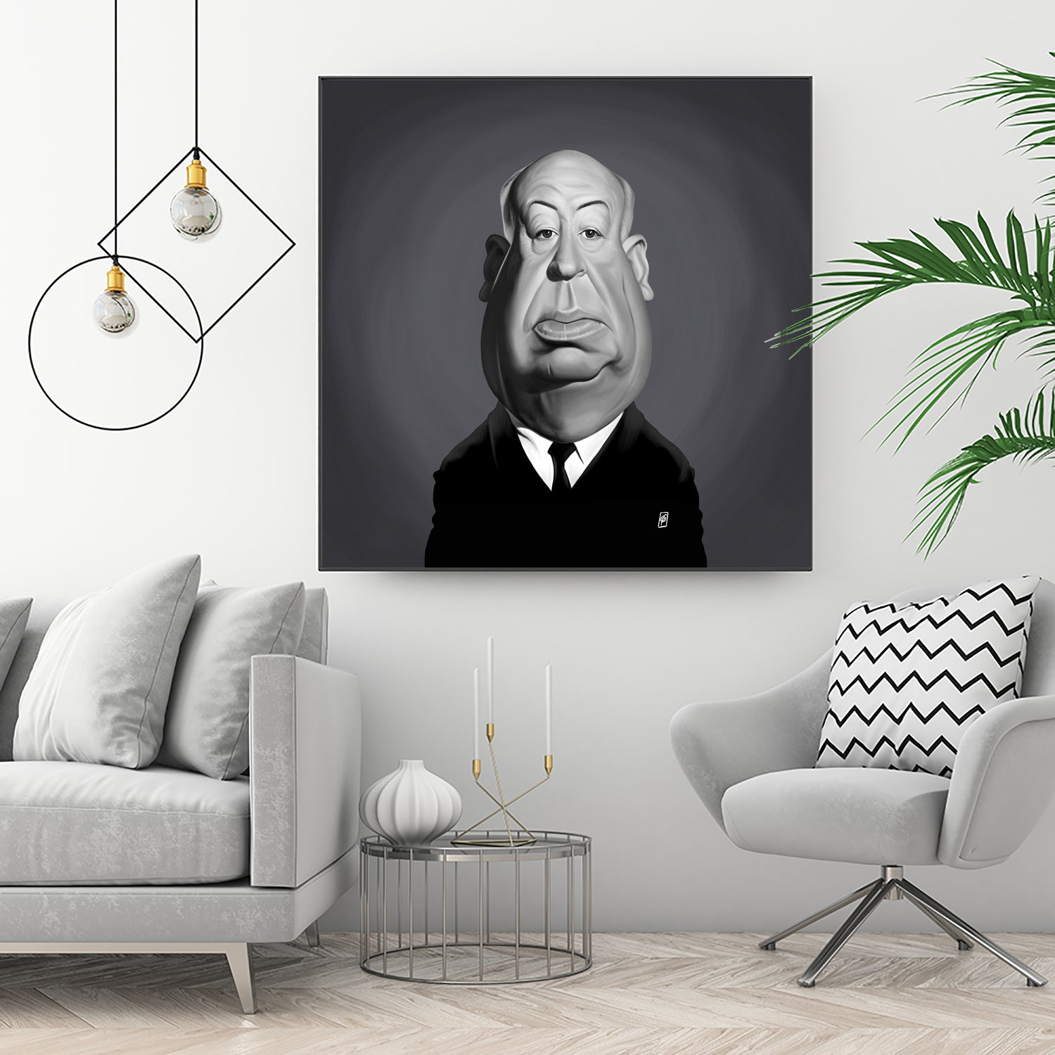 Alfred Hitchcock by Rob Snow on GIANT ART - gray digital painting