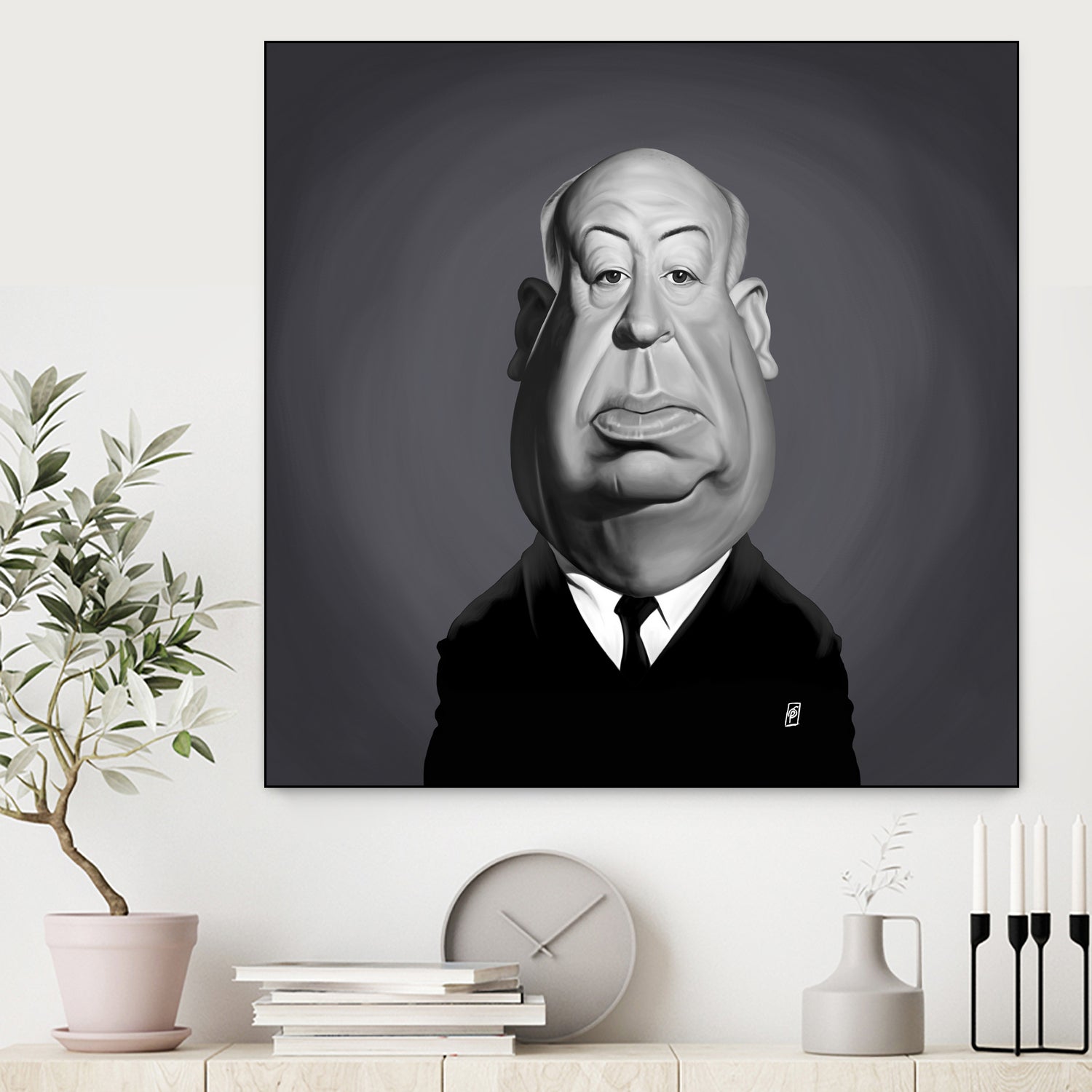 Alfred Hitchcock by Rob Snow on GIANT ART - gray digital painting