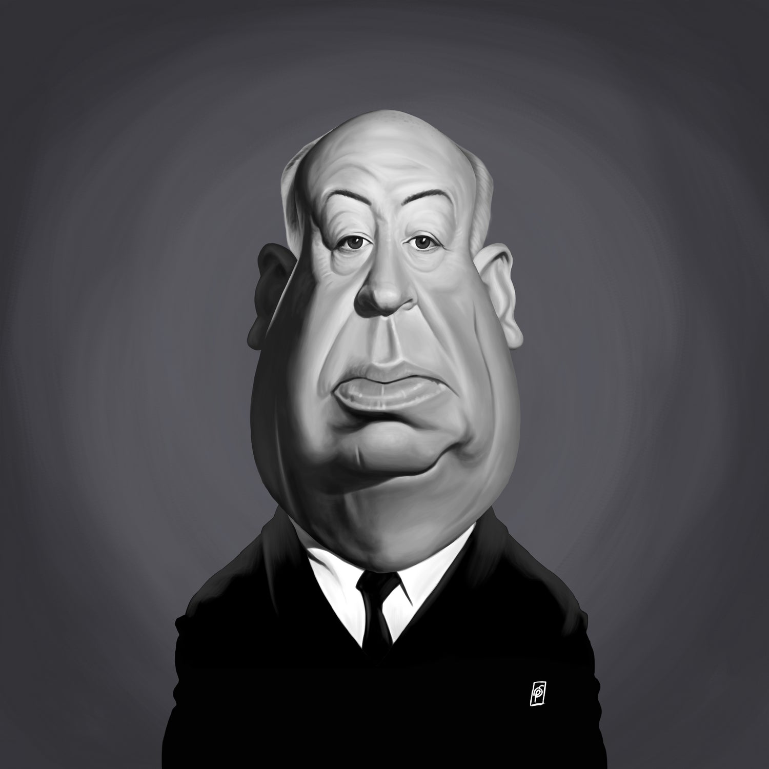 Alfred Hitchcock by Rob Snow on GIANT ART - gray digital painting