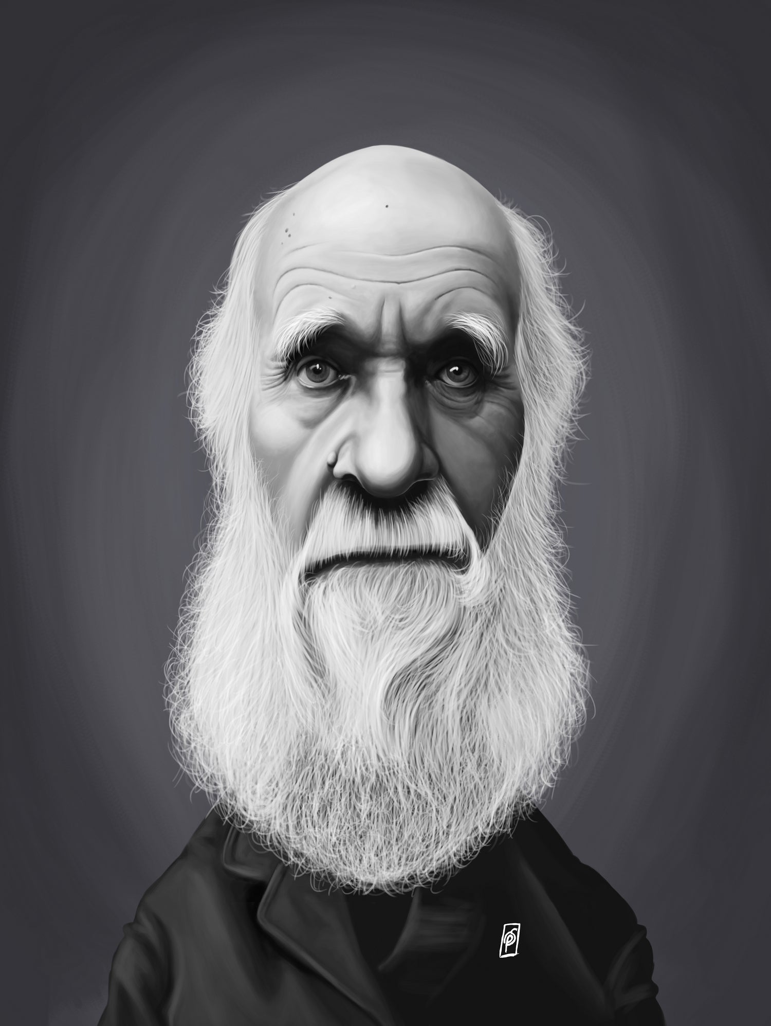 Charles Darwin by Rob Snow on GIANT ART - gray digital painting