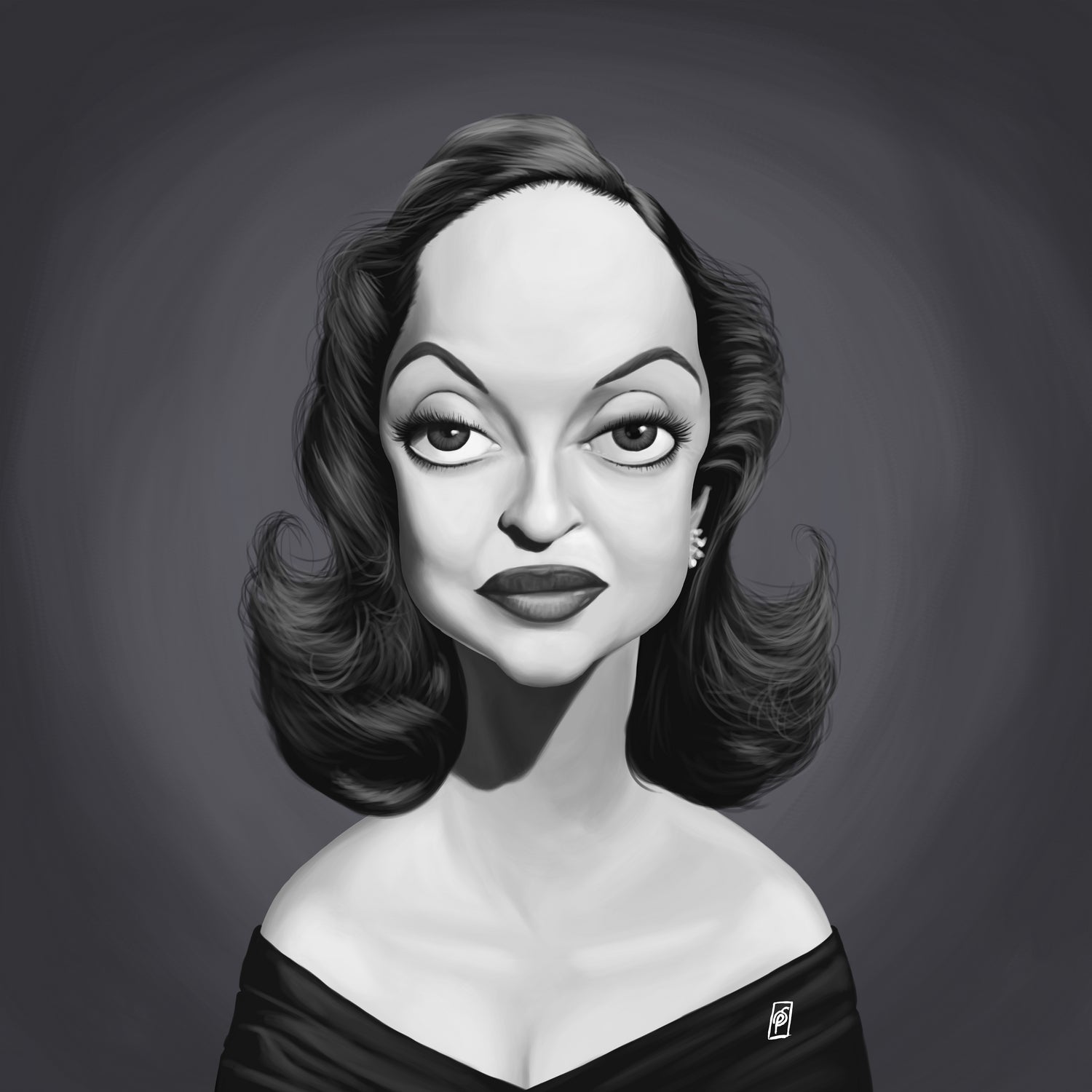 Bette Davis by Rob Snow on GIANT ART - gray digital painting