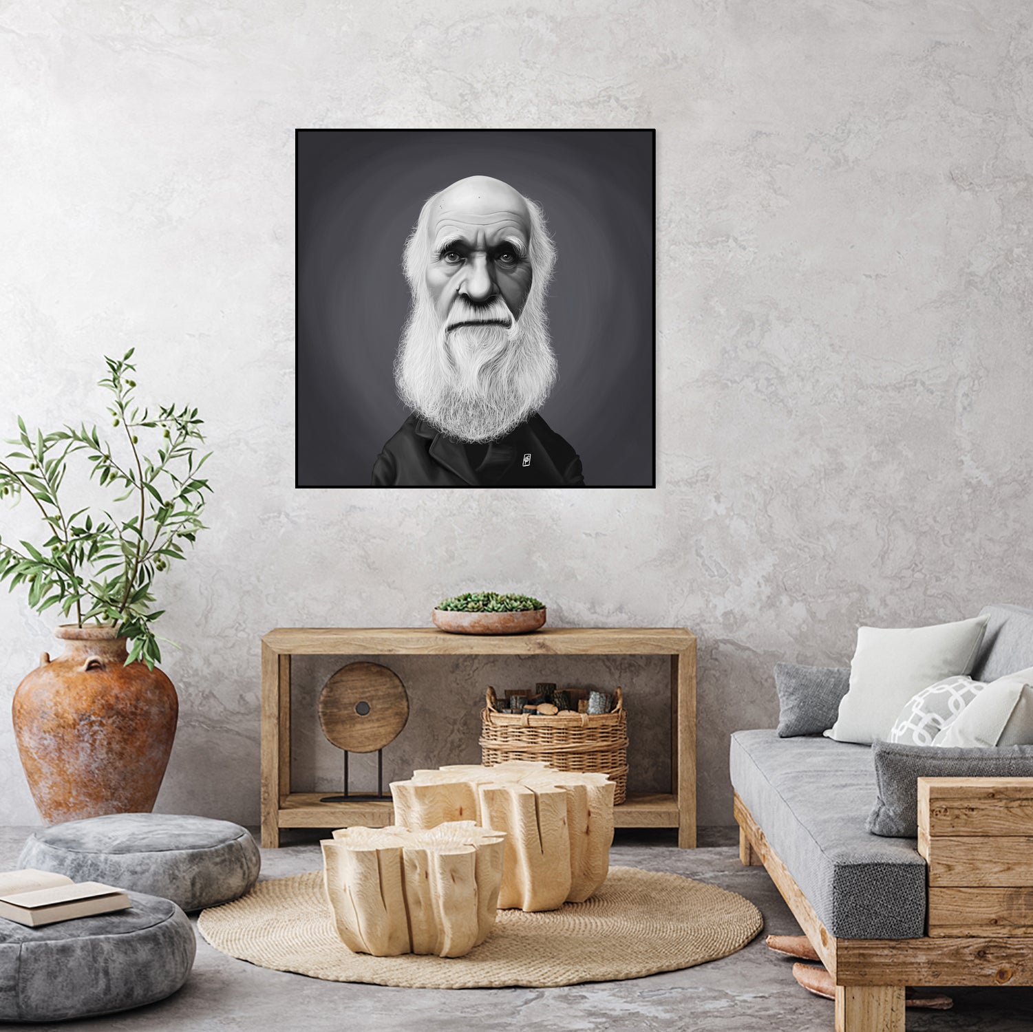 Charles Darwin by Rob Snow on GIANT ART - gray digital painting