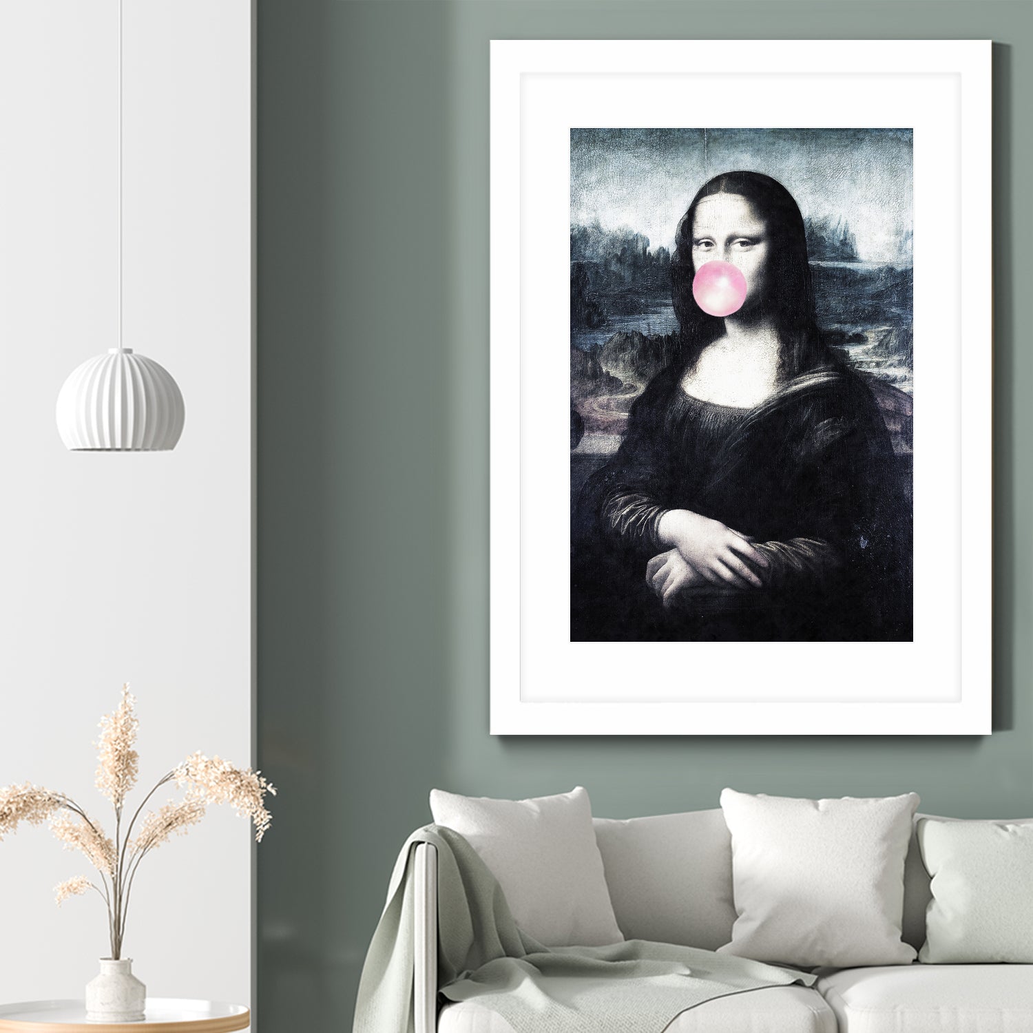 Mona Lisa blowing bubblegum bubbles by Menelaos Trompoukis on GIANT ART - blue digital painting