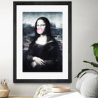 Mona Lisa blowing bubblegum bubbles by Menelaos Trompoukis on GIANT ART - blue digital painting