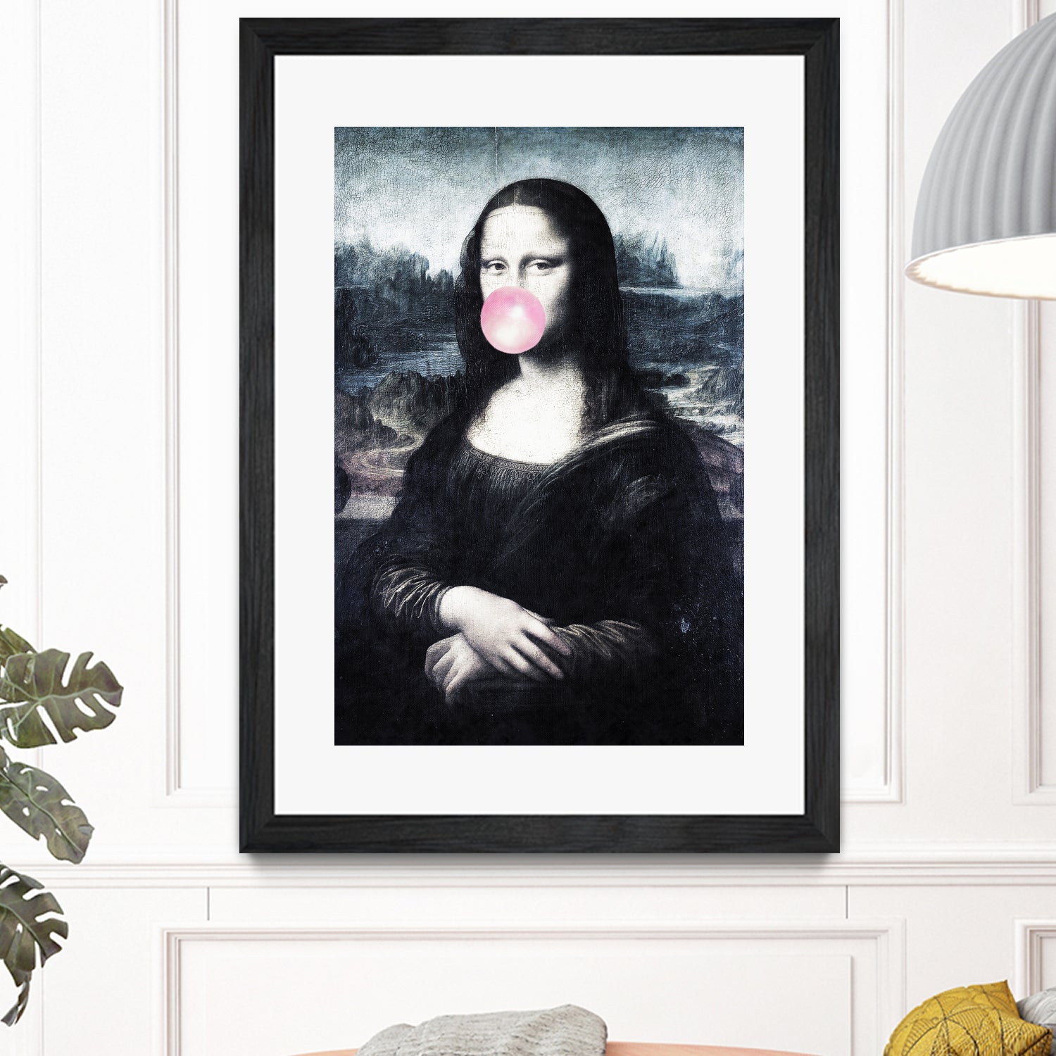 Mona Lisa blowing bubblegum bubbles by Menelaos Trompoukis on GIANT ART - blue digital painting