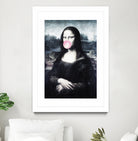 Mona Lisa blowing bubblegum bubbles by Menelaos Trompoukis on GIANT ART - blue digital painting