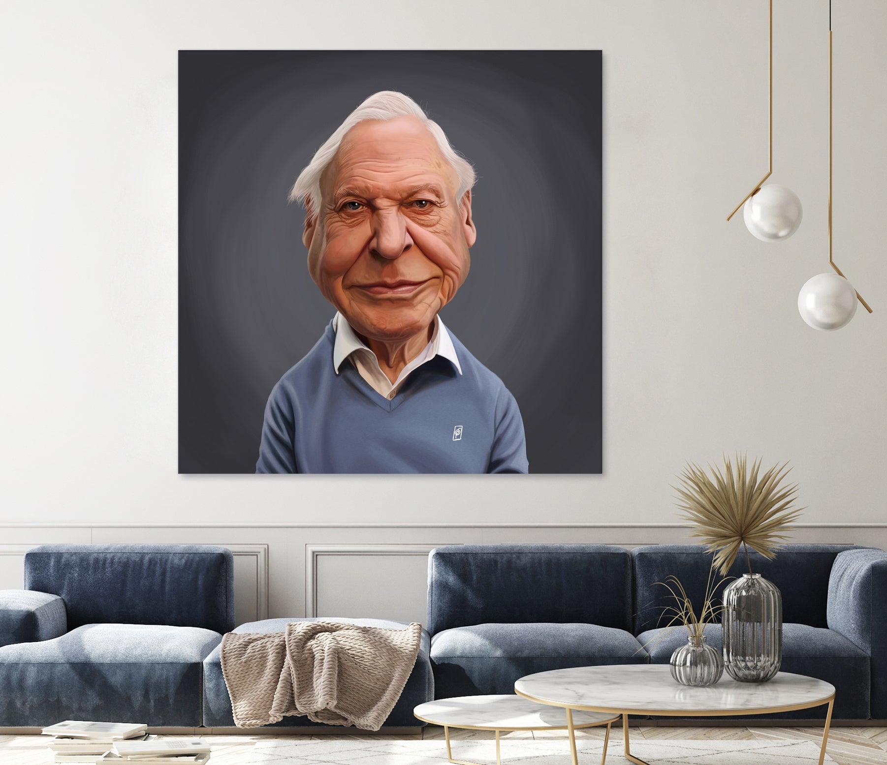 David Attenborough by Rob Snow on GIANT ART - blue digital painting